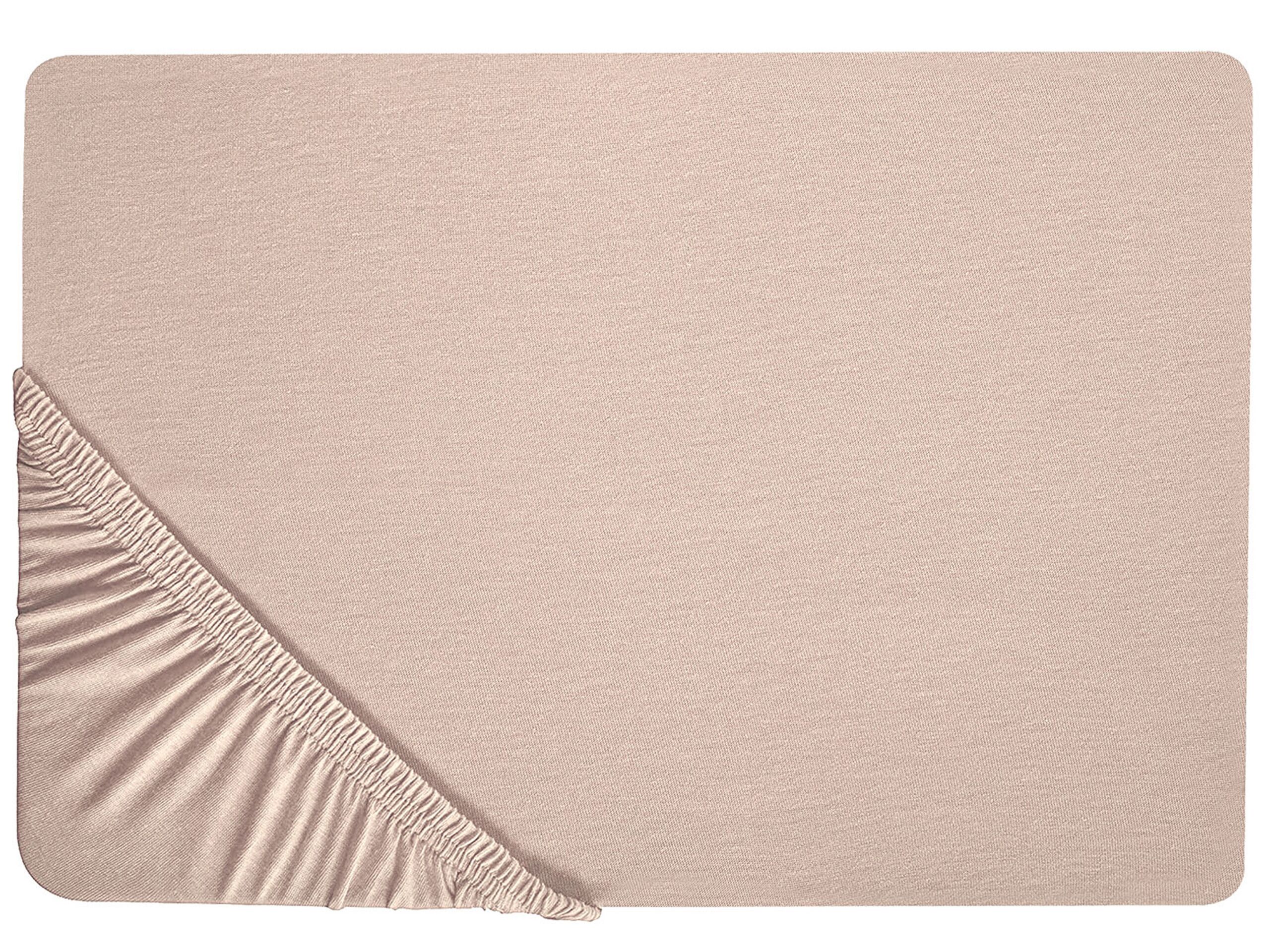 Cotton Fitted Sheet 90 x 200 cm Beige HOFUF
