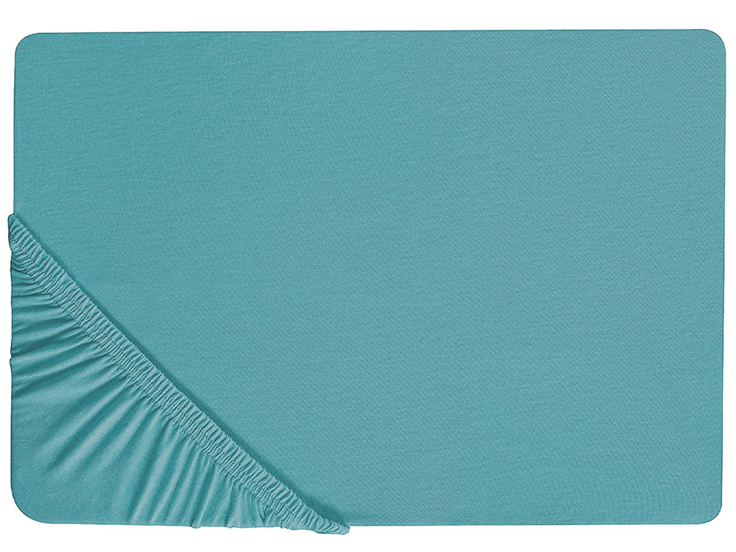 Cotton Fitted Sheet 200 x 200 cm Turquoise HOFUF
