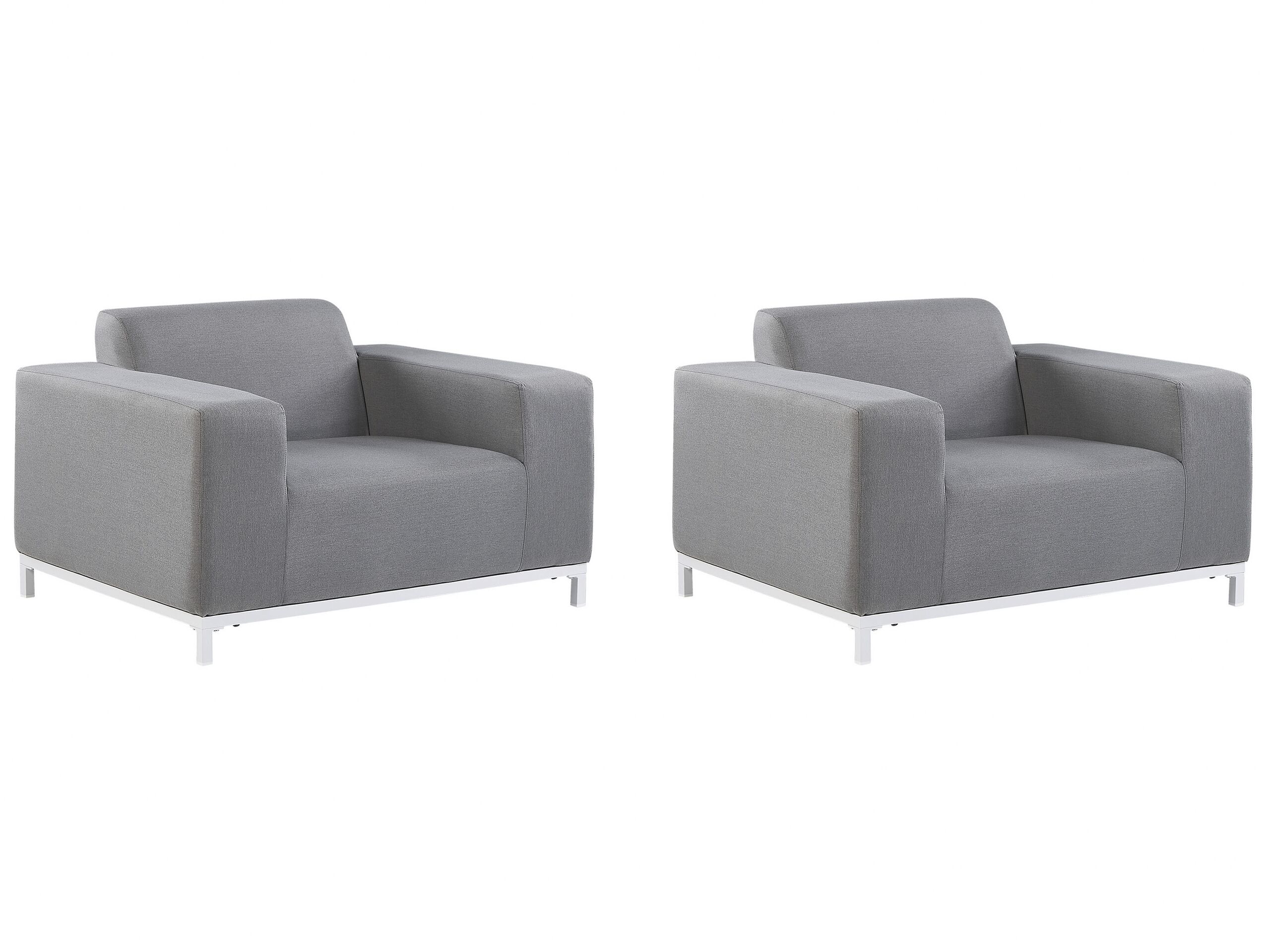 Set of 2 Garden Armchairs Grey with White ROVIGO