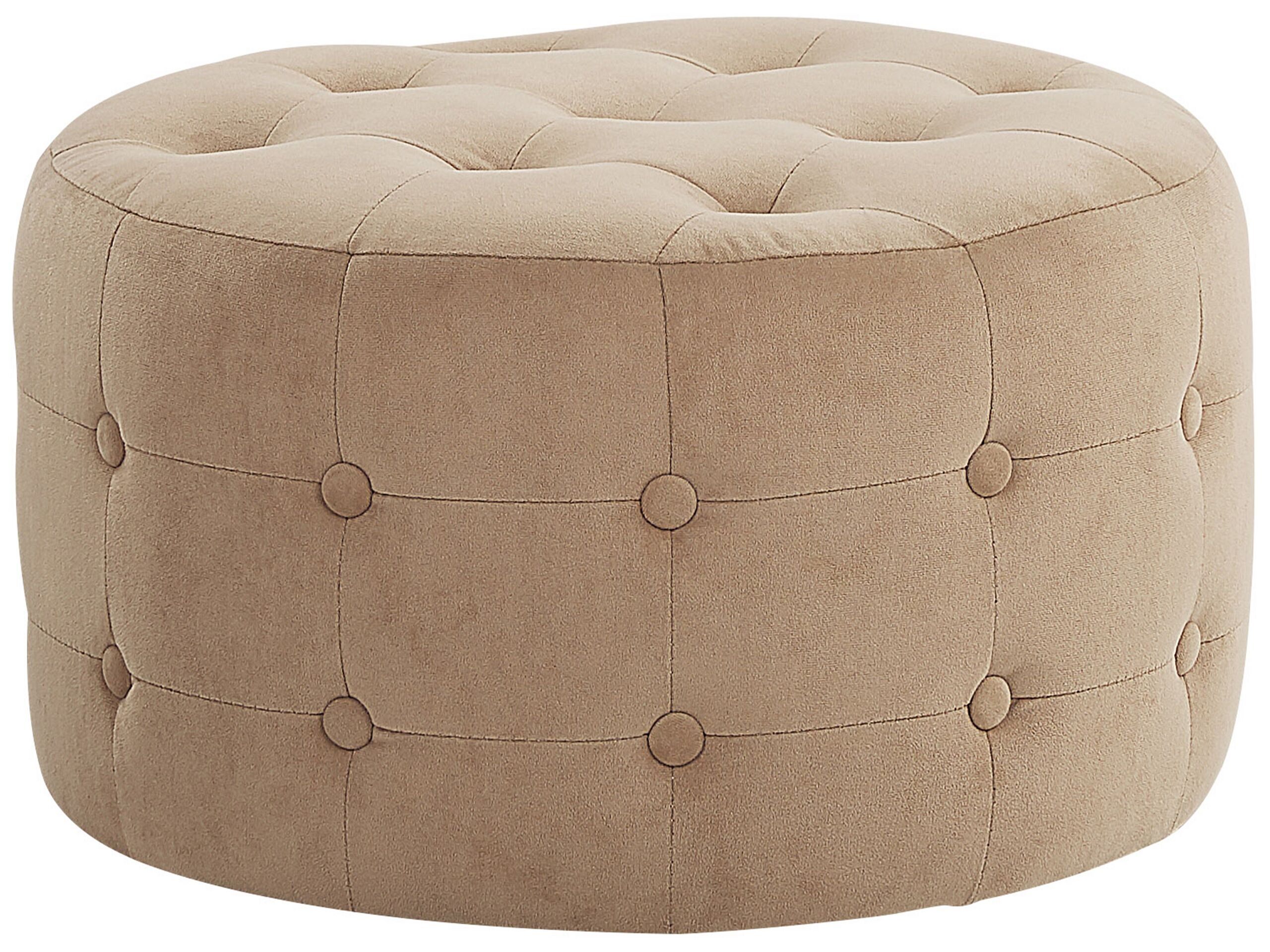 Velvet Pouffe Footstool Sand Beige TAMPA