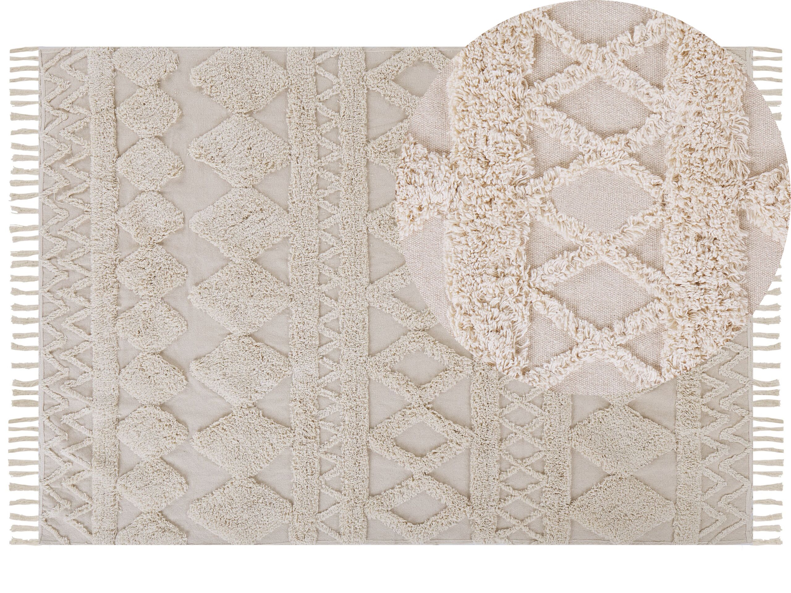 Cotton Area Rug 160x230cm Beige