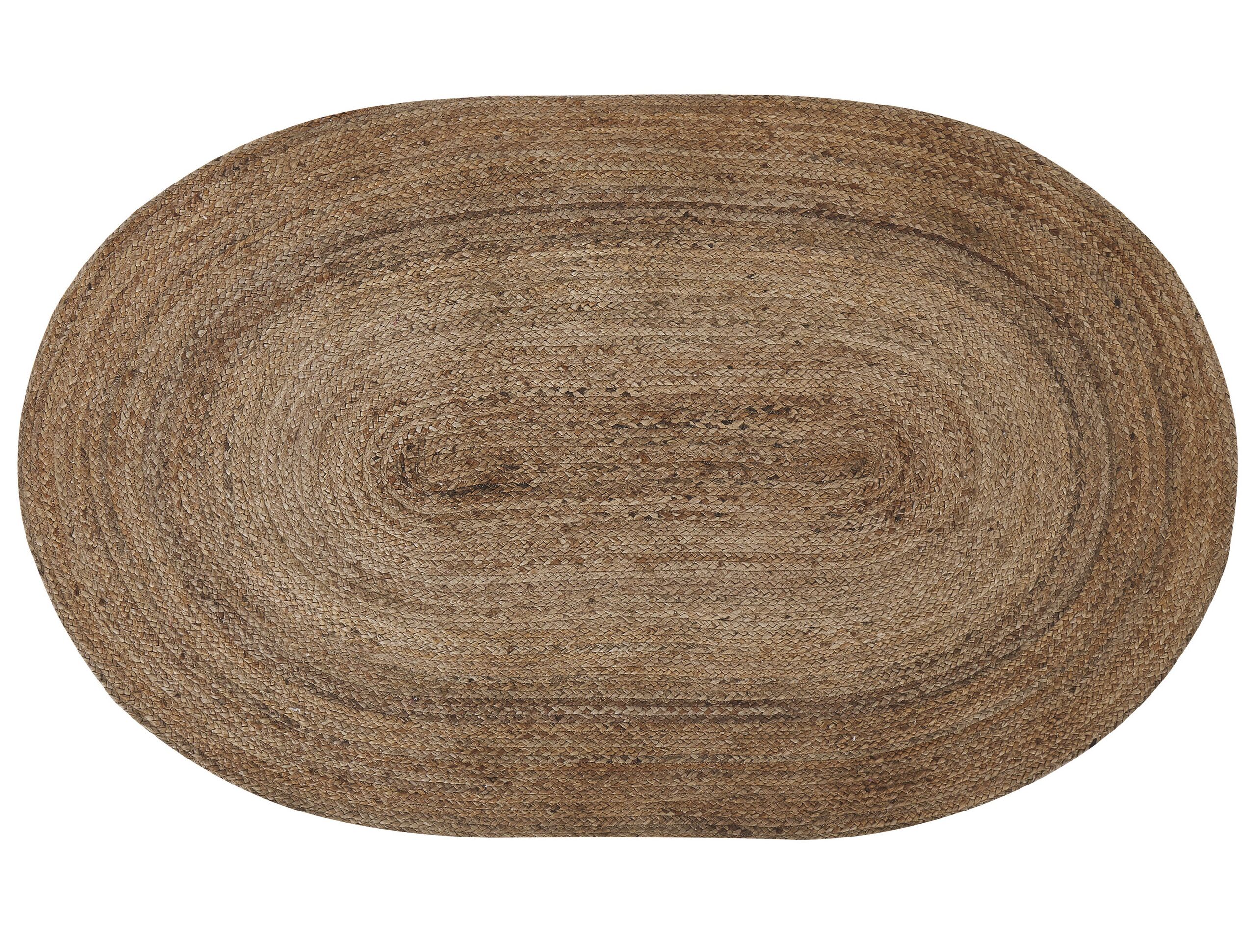 Oval Jute Area Rug 100x150cm Beige