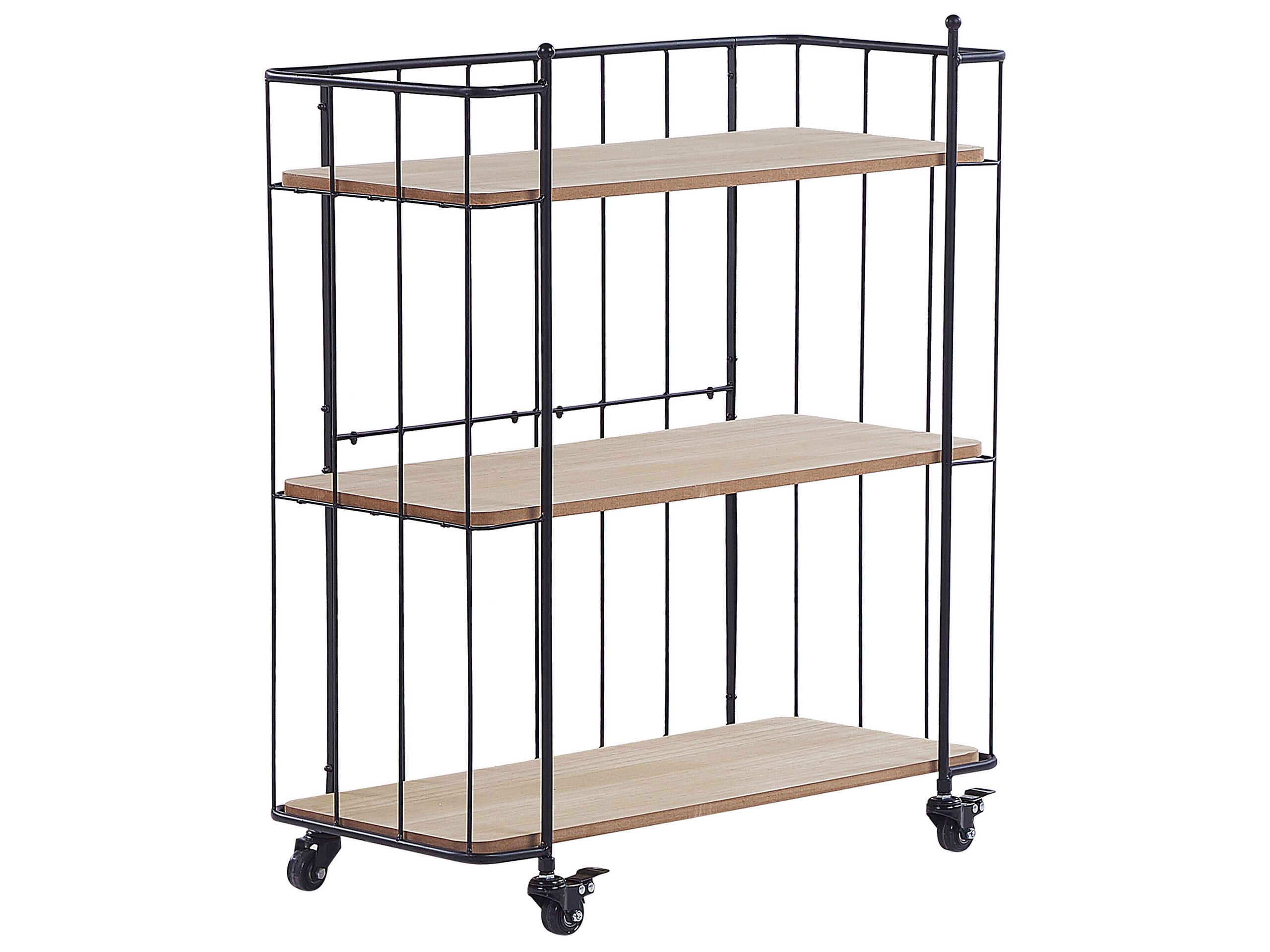 Metal Kitchen Trolley Light Wood with Black GABBS