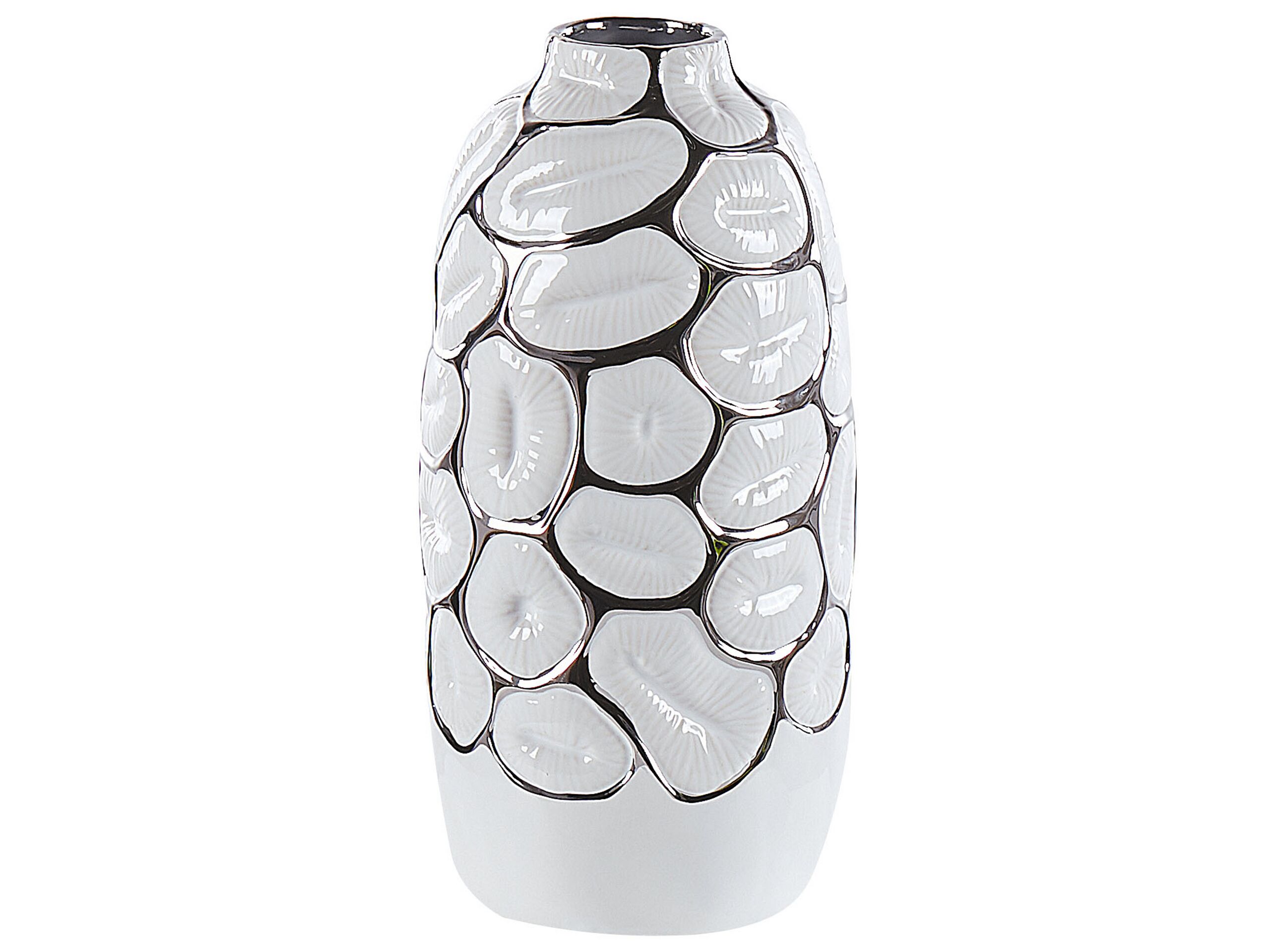 Stoneware Decorative Vase 34 White Silver