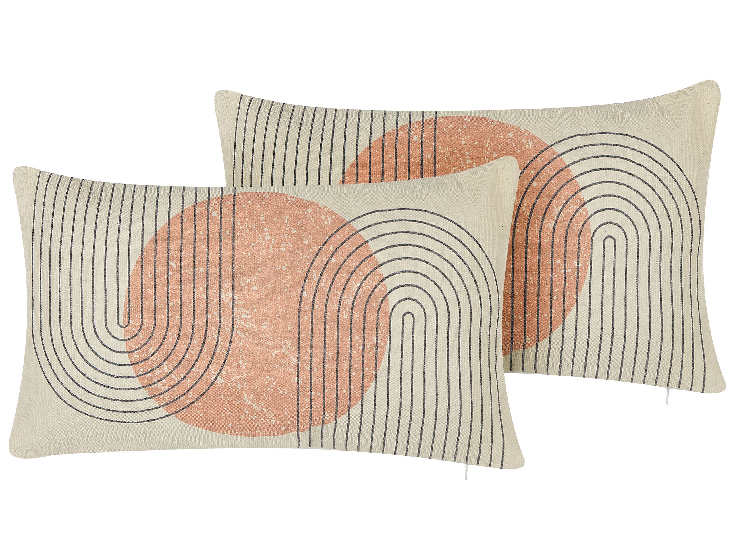 Set of 2 Cushions Geometric Pattern 30x50cm Multicolour