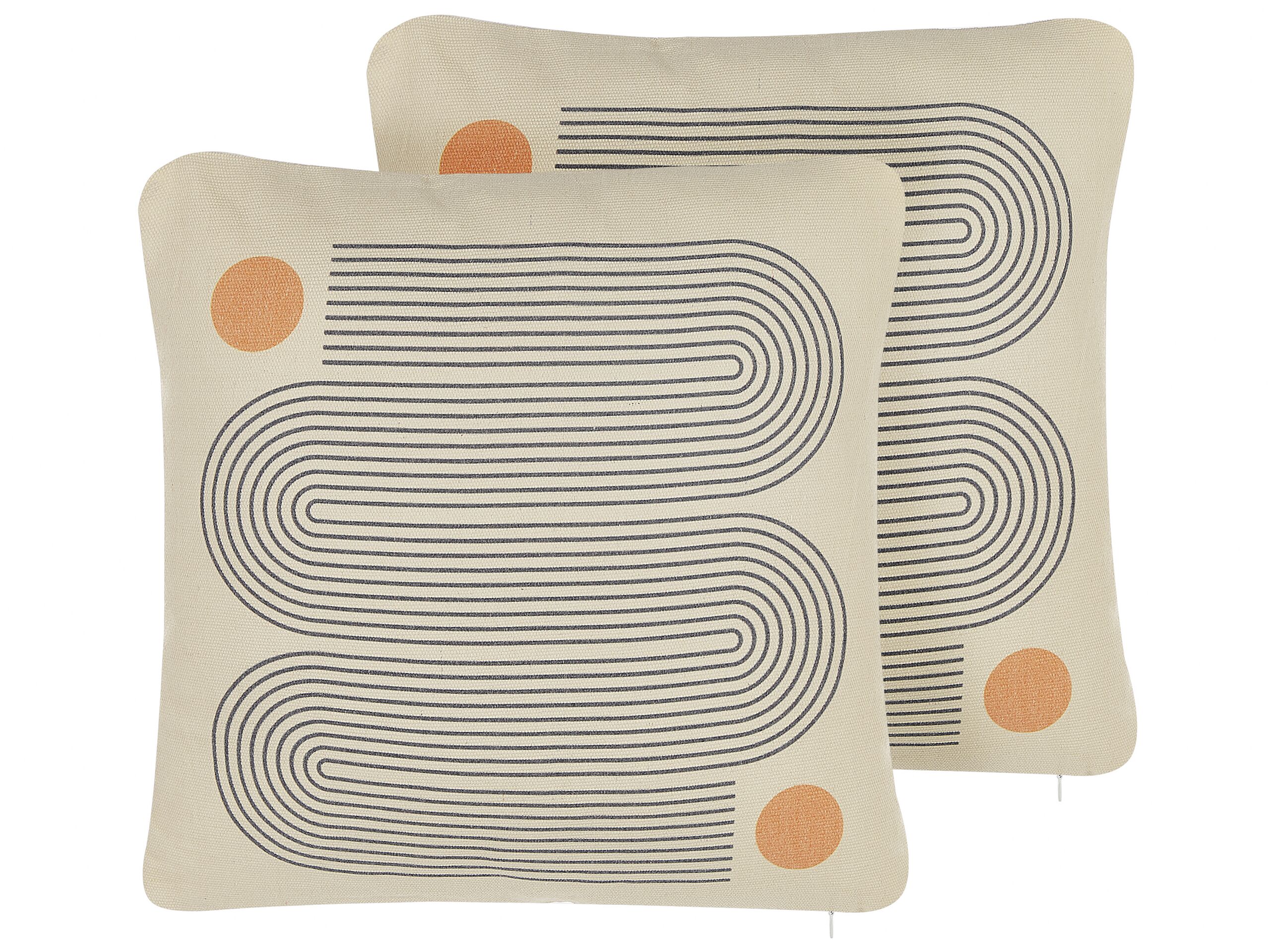 Set of 2 Cushions Geometric Pattern 45x45cm Multicolour