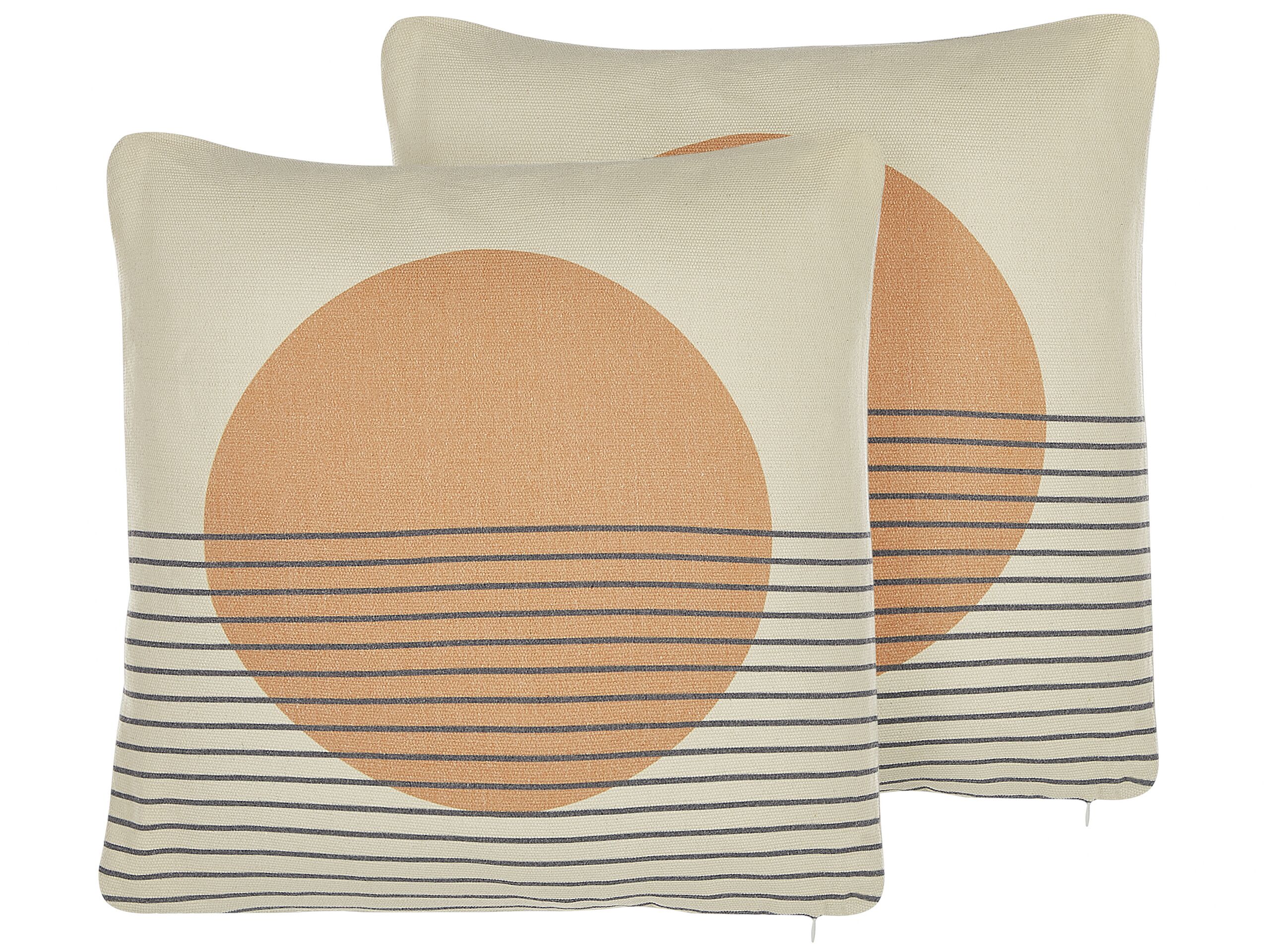 Set of 2 Cushions Geometric Pattern 45x45cm Multicolour