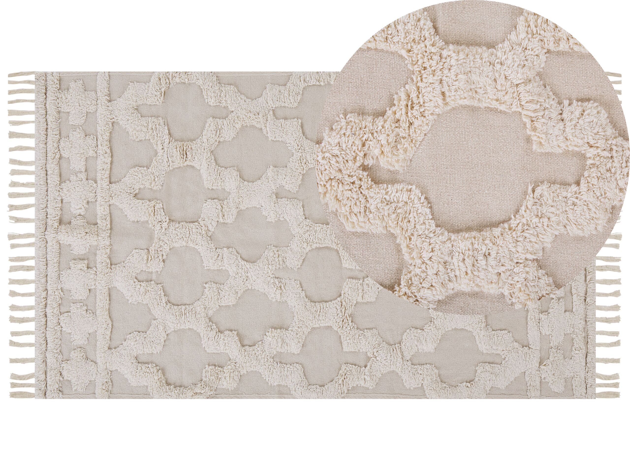 Cotton Area Rug 80x150cm Beige