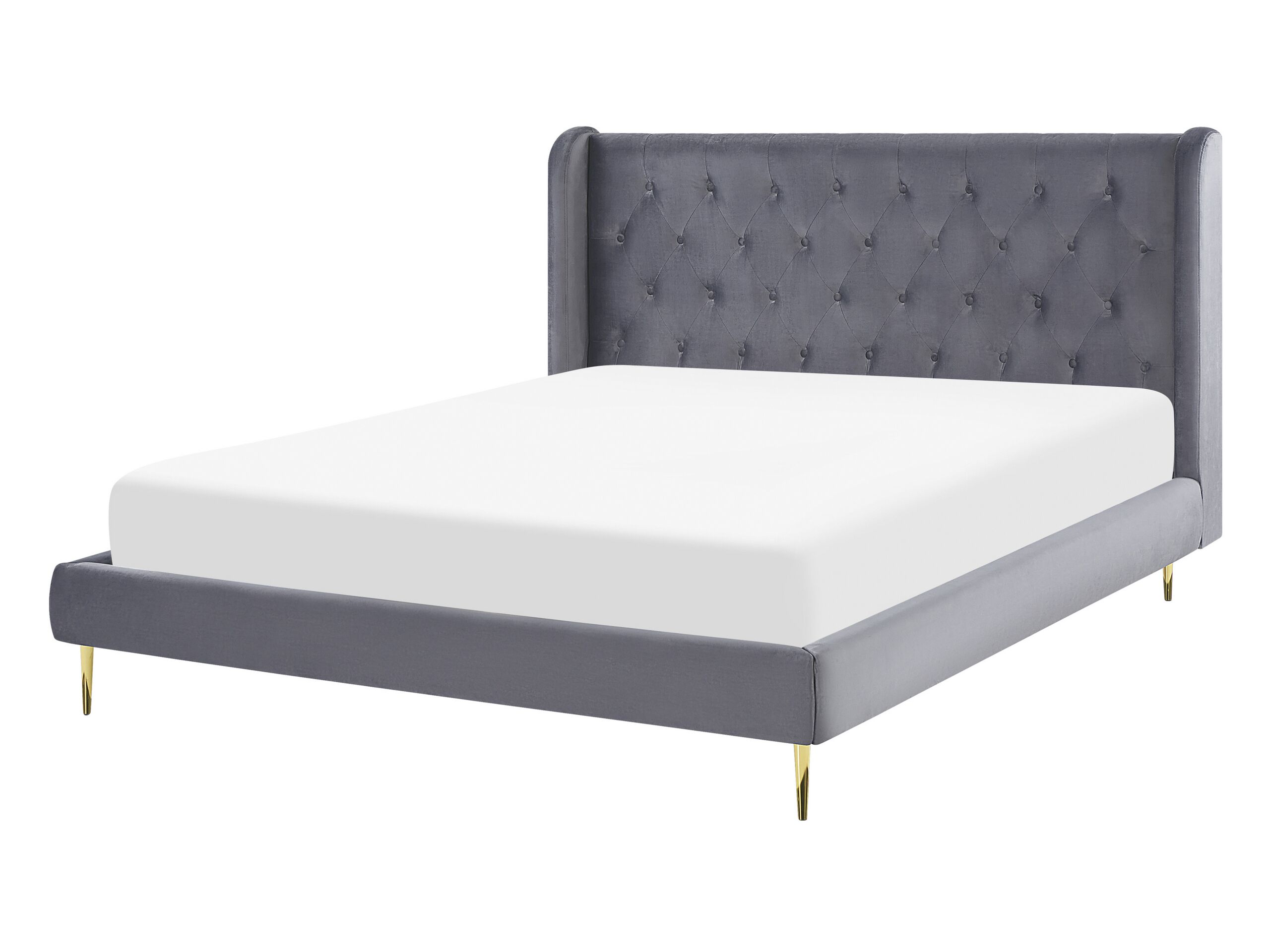 Velvet EU Double Size Bed Grey FORBACH