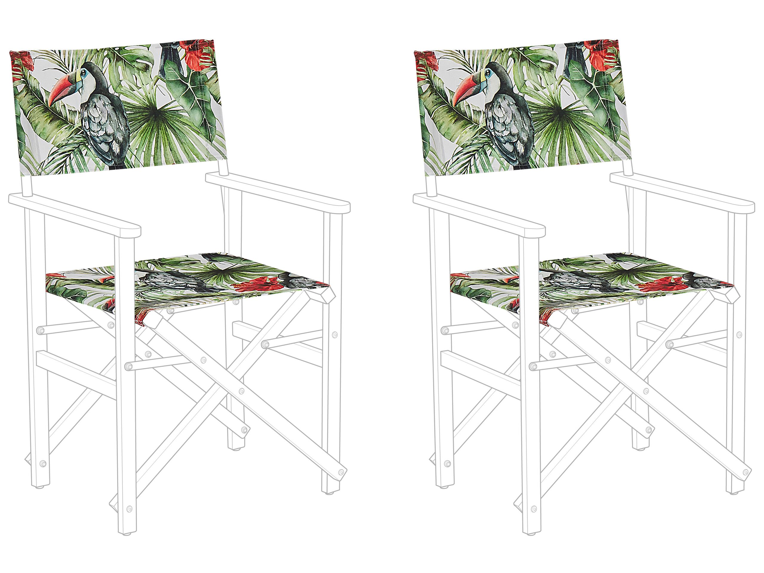 Set of 2 Garden Chair Replacement Fabrics Toucan Pattern CINE