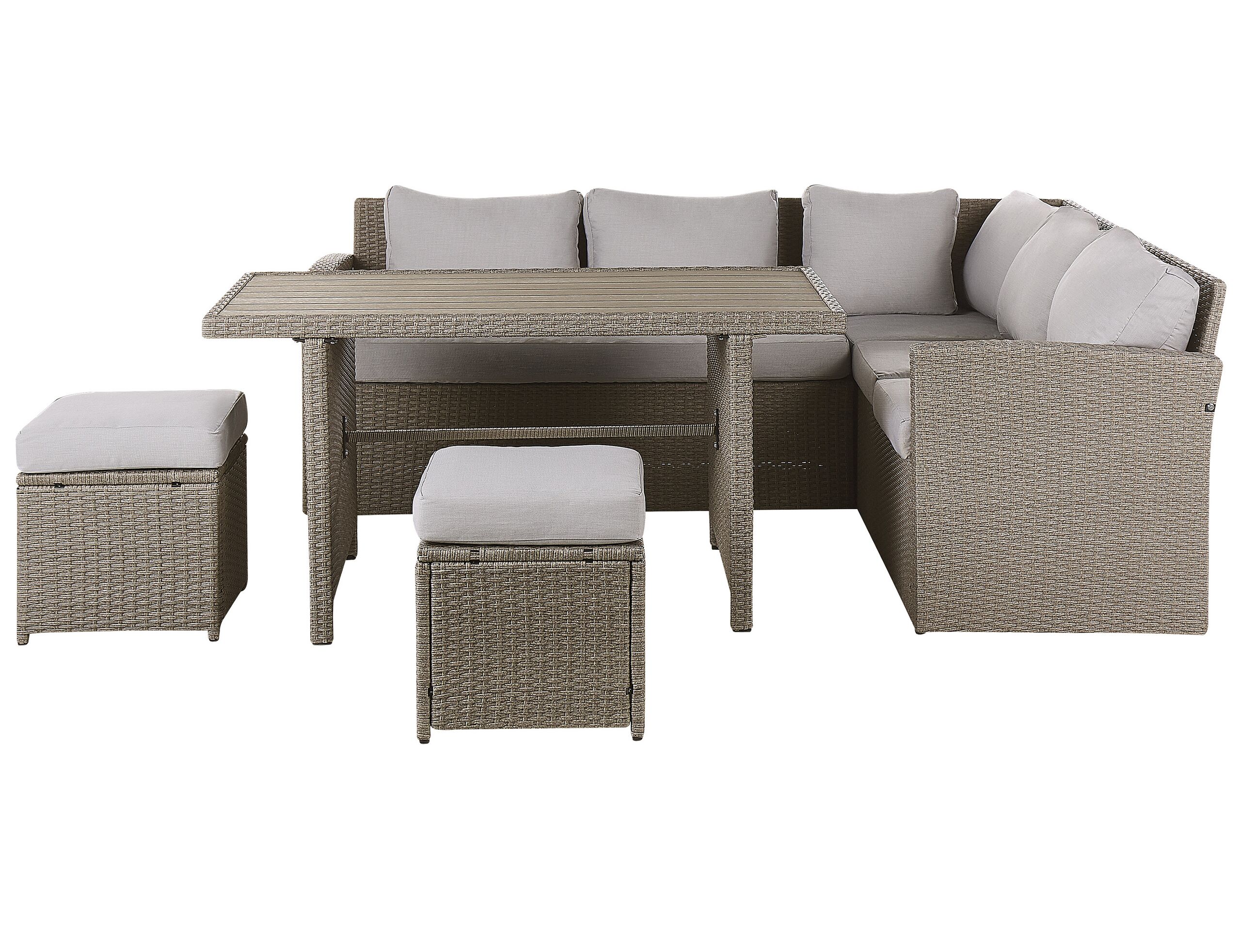 5 Seater PE Rattan Garden Corner Sofa Set Taupe and Grey BARDI