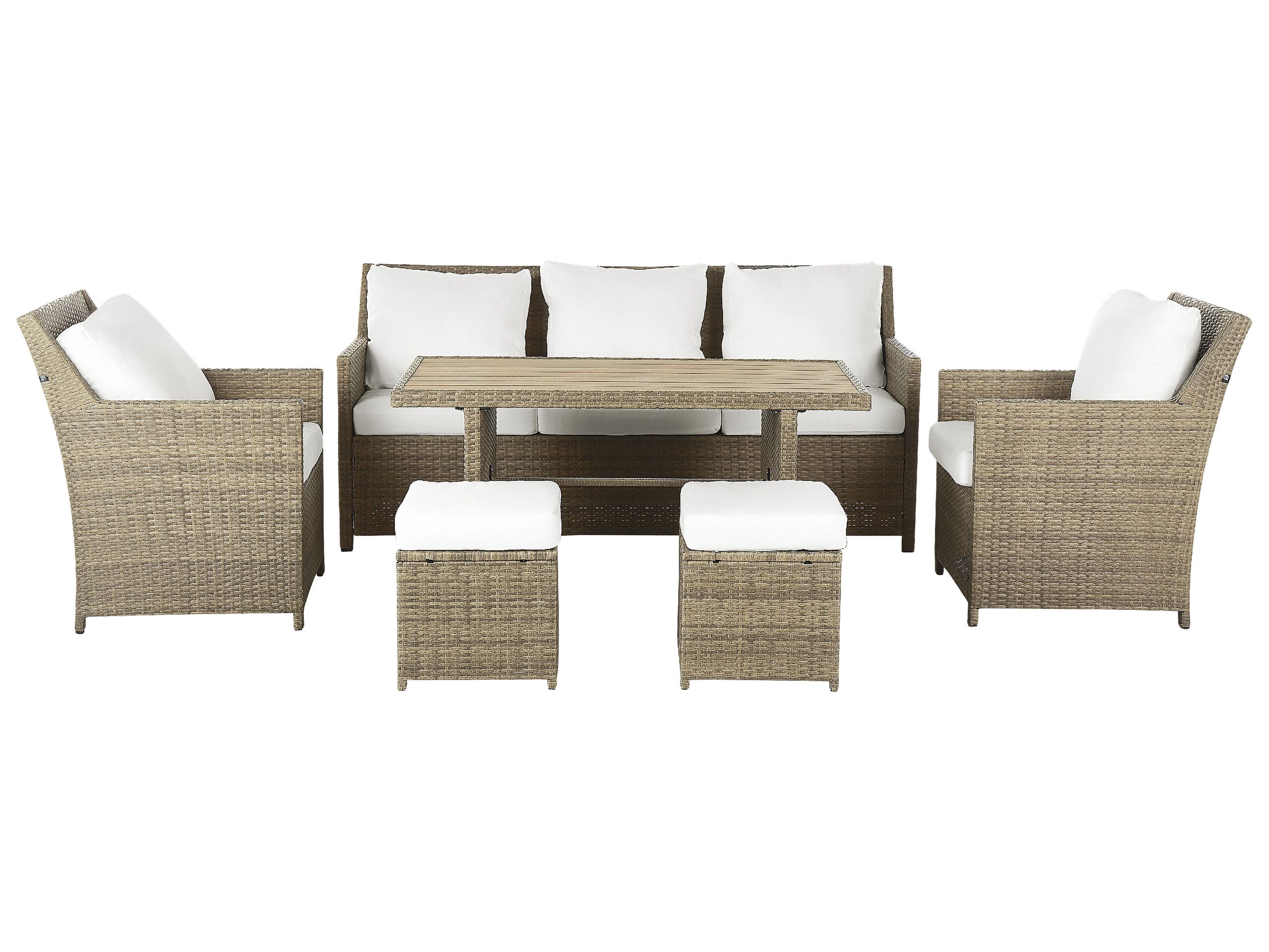 5 Seater PE Rattan Garden Sofa Set Brown and White FONTI