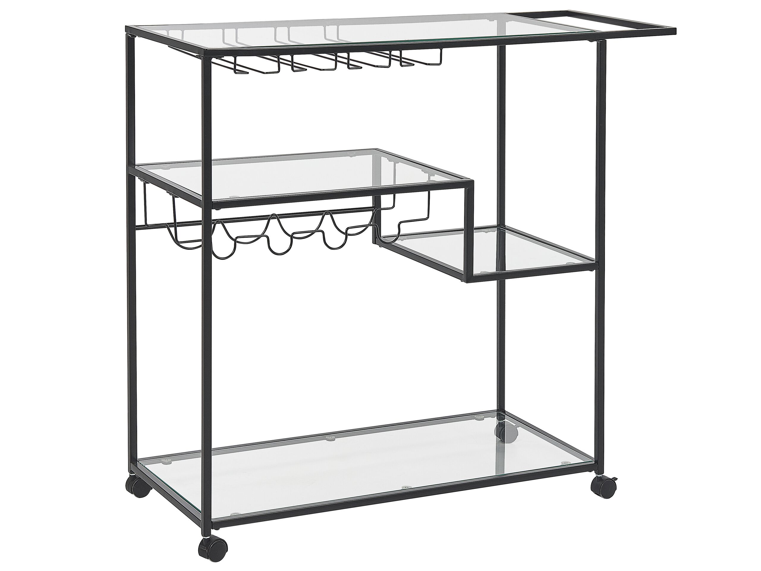 Metal Drinks Trolley with Glass Top Black MARCOLA
