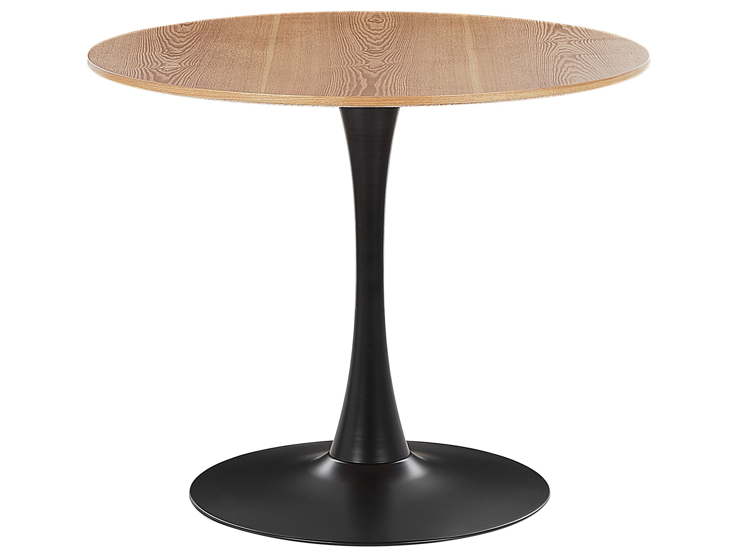 Round Dining Table âŒ€ 90 cm Light Wood with Black BOCA