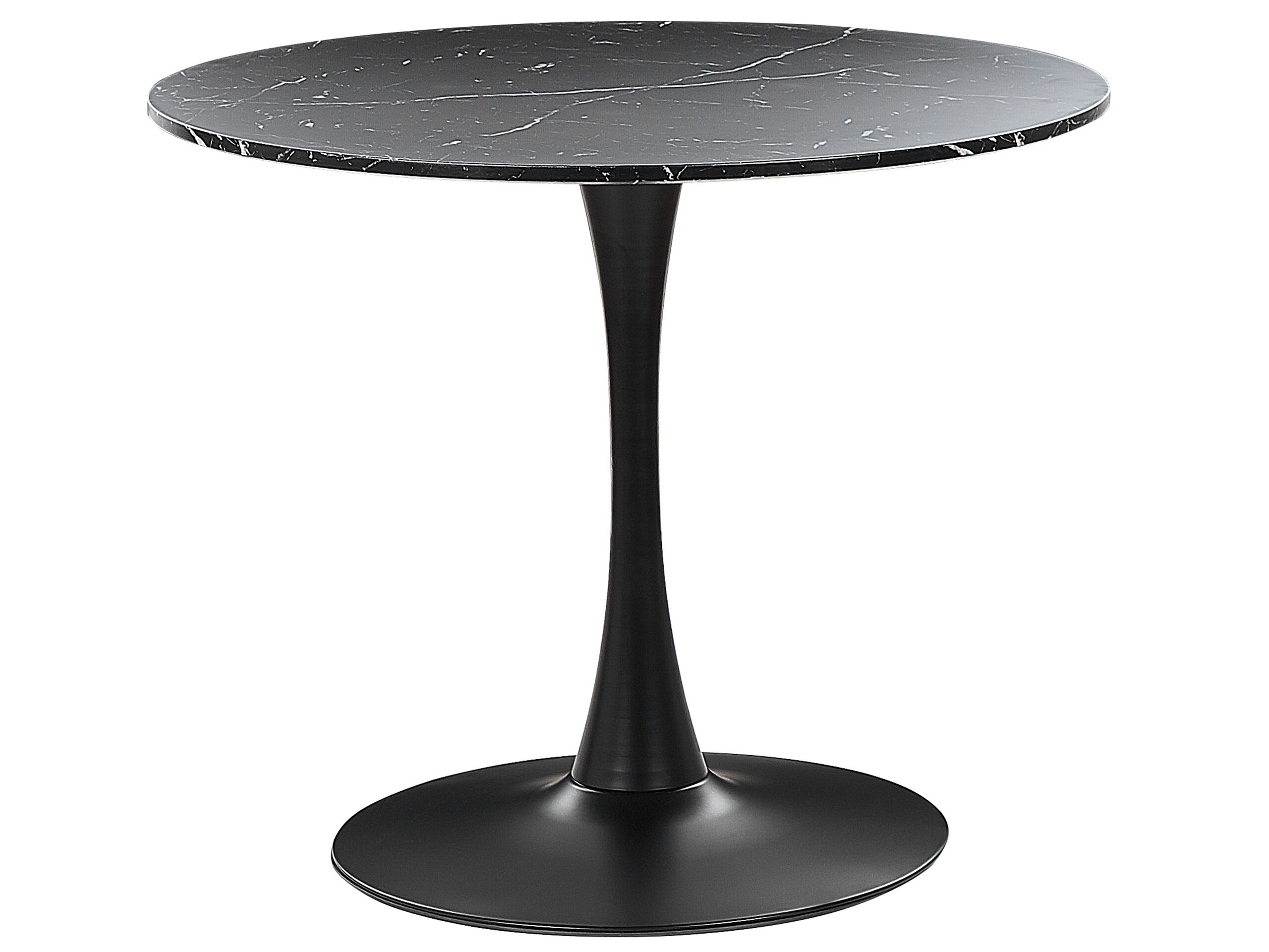 Round Dining Table âŒ€ 90 cm Marble Effect Black BOCA