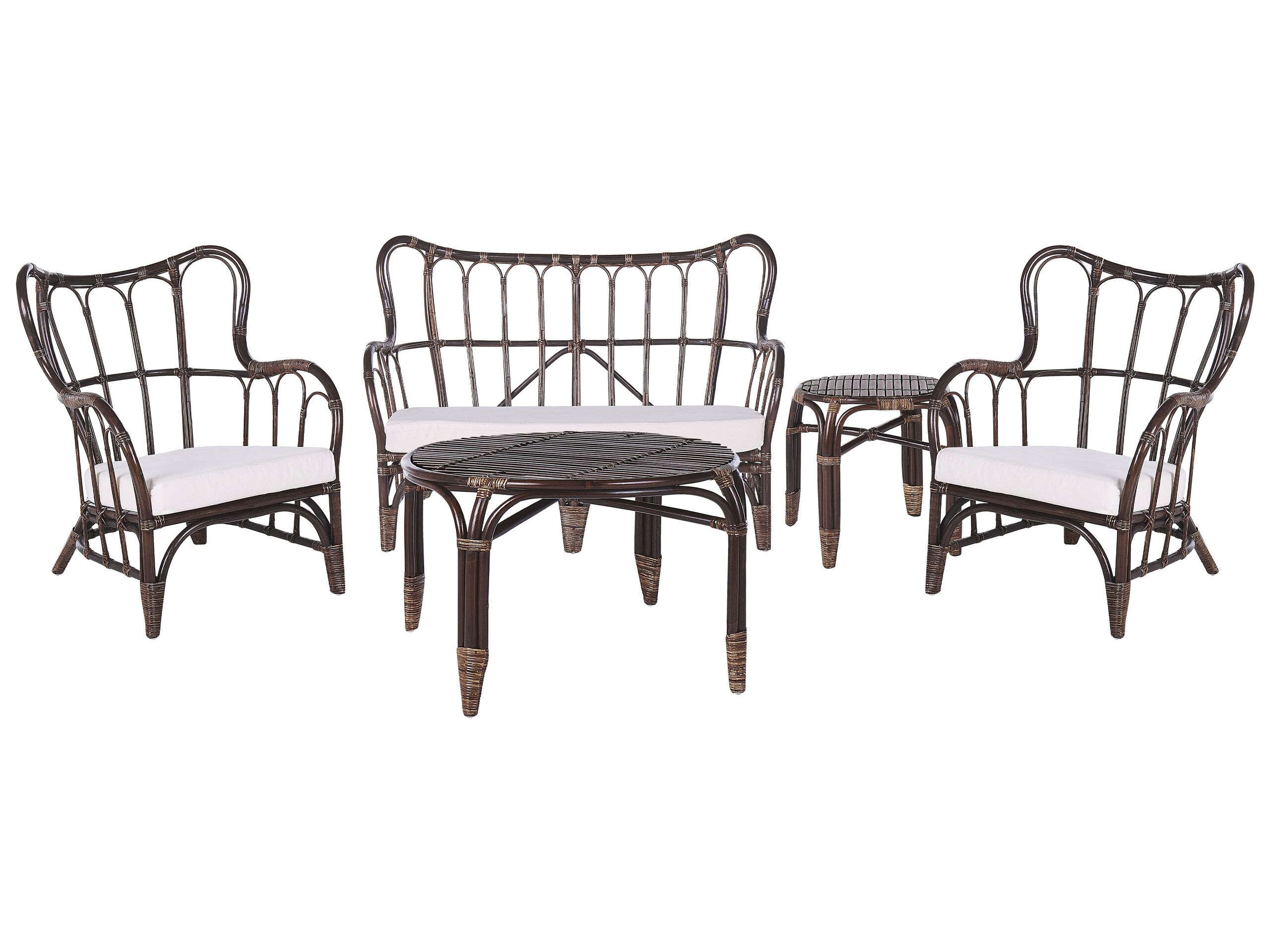 4 Seater Rattan Garden Sofa Set Dark Brown BRINDISI