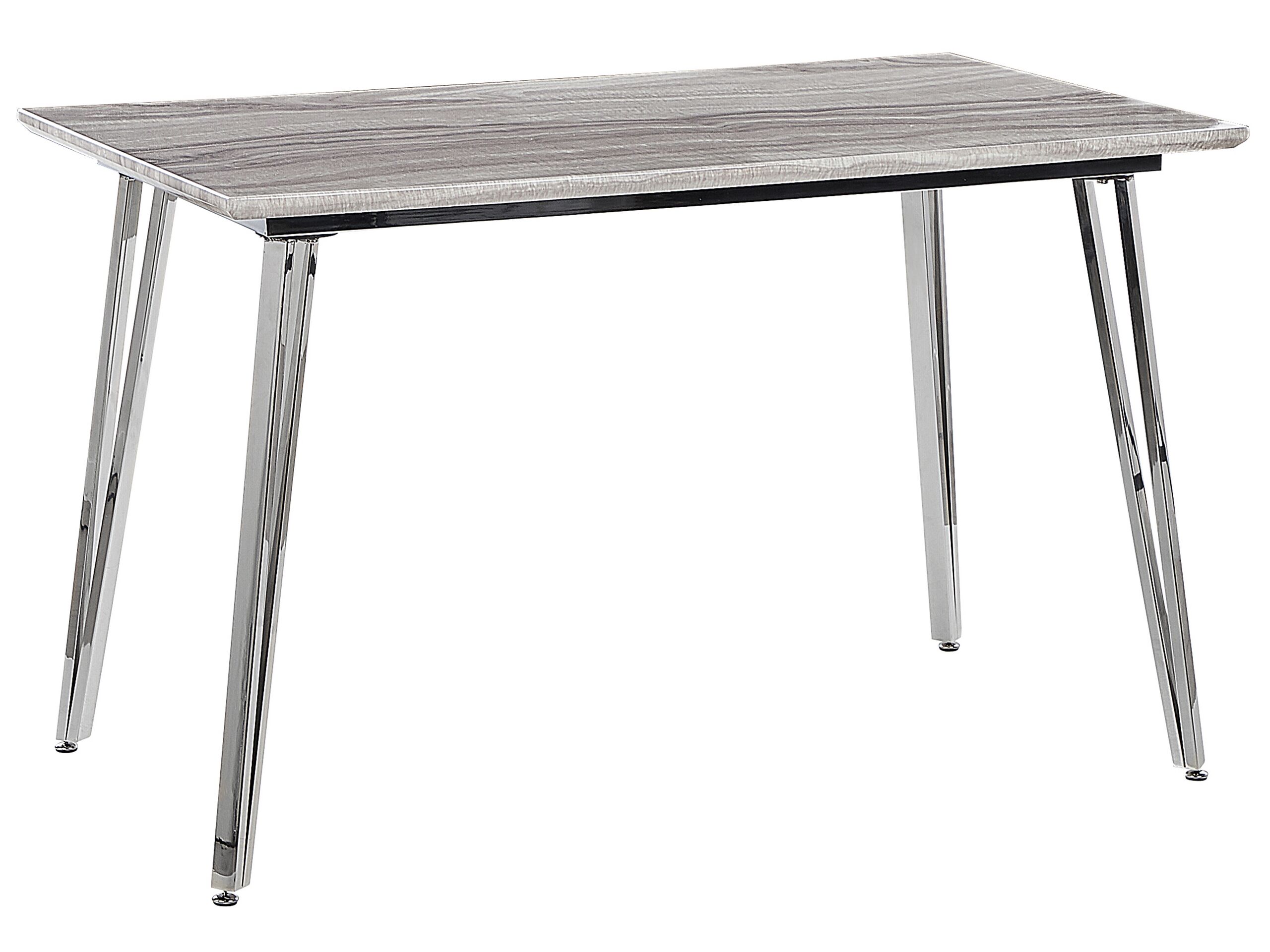 Dining Table 120 x 70 cm Marble Effect with Silver GREYTON