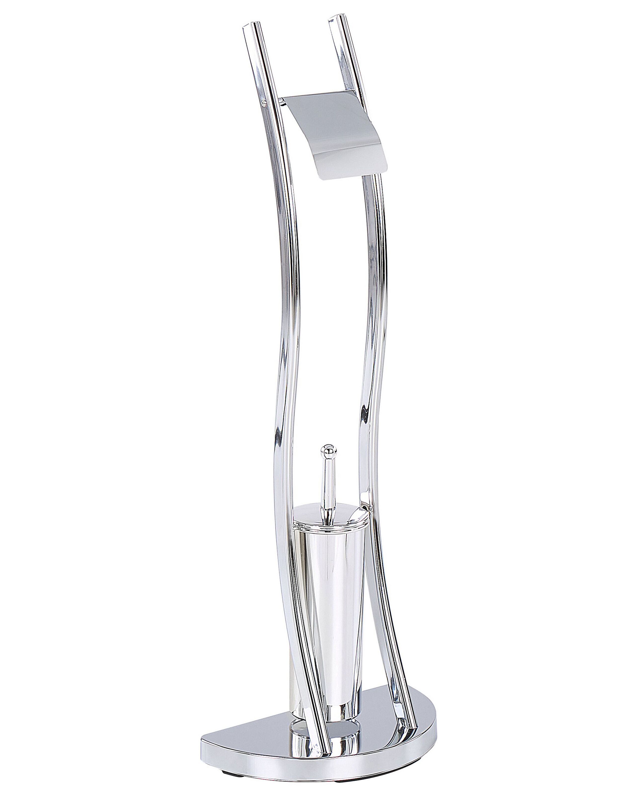 Freestanding Toilet Paper and Brush Holder Silver SOACHA