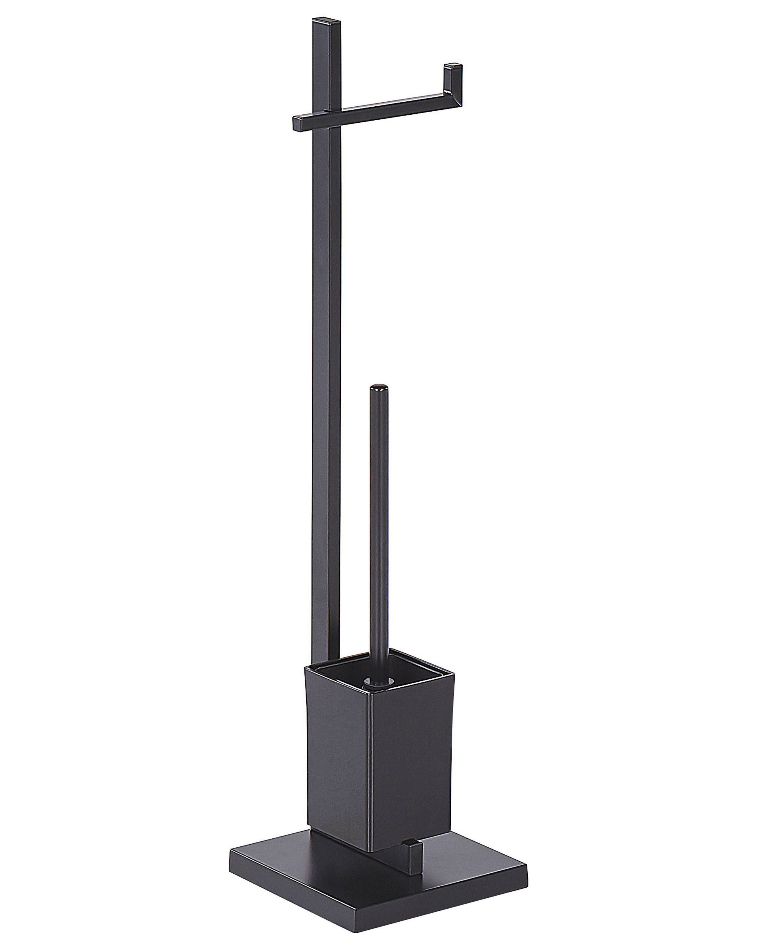 Freestanding Toilet Paper and Brush Holder Black ULAPES