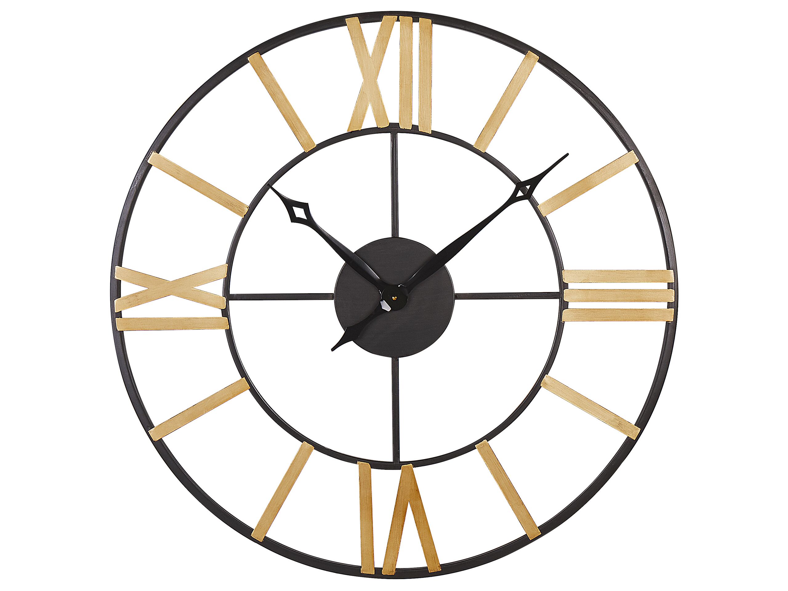 Iron Skeleton Wall Clock 80cm Black and Gold