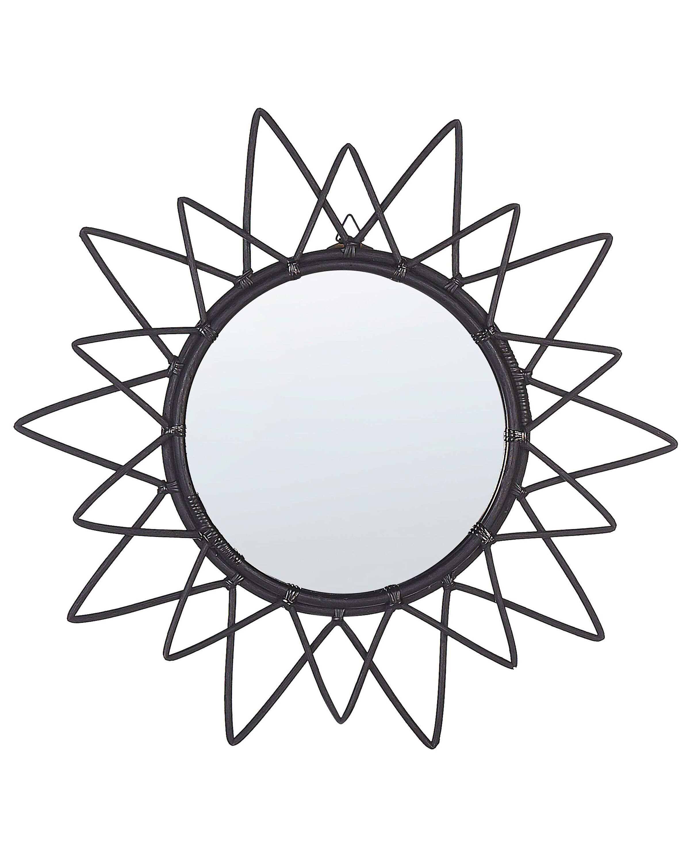 Rattan Sunburst Wall Mirror 61cm Black