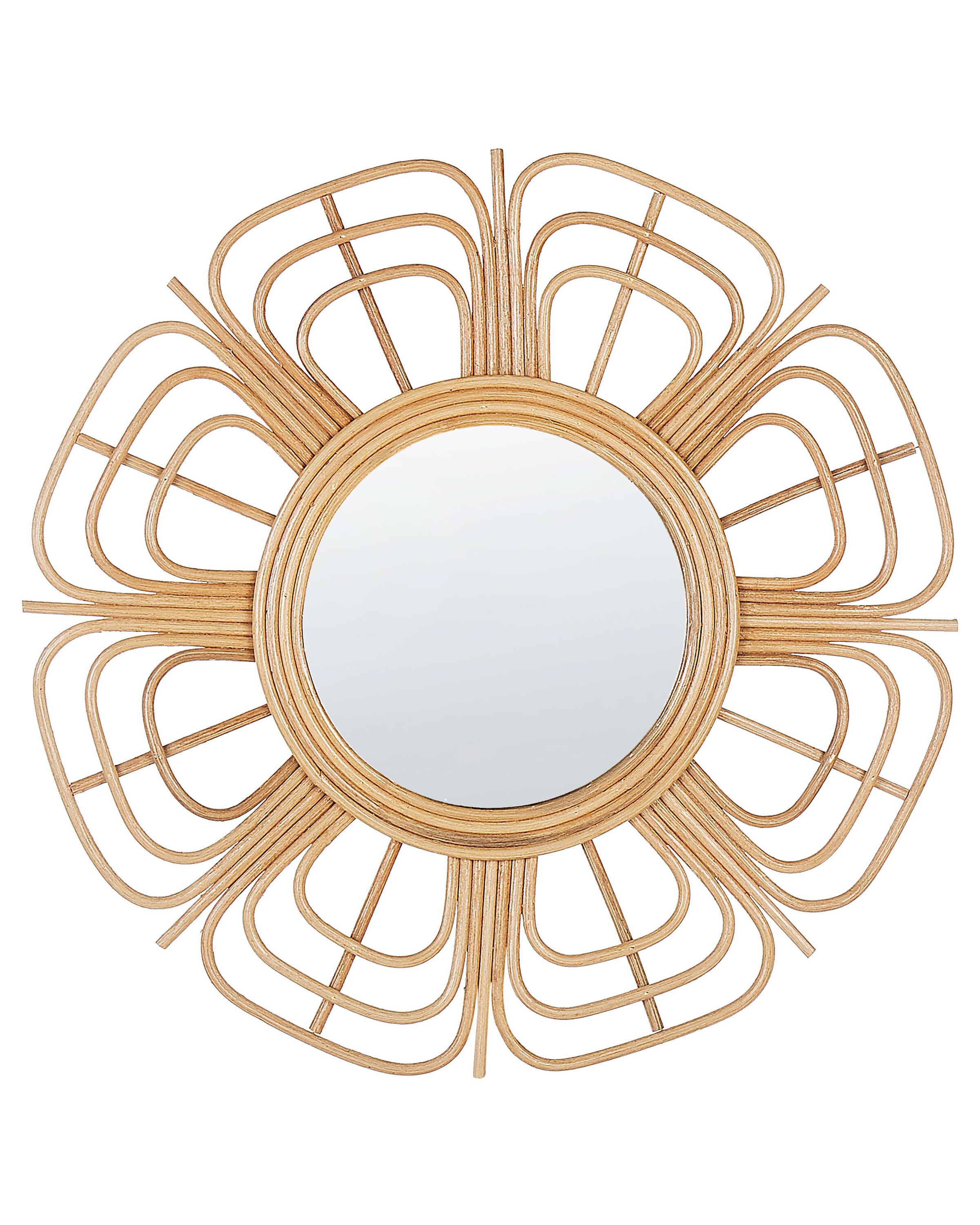 Rattan Sunburst Wall Mirror 60cm Beige