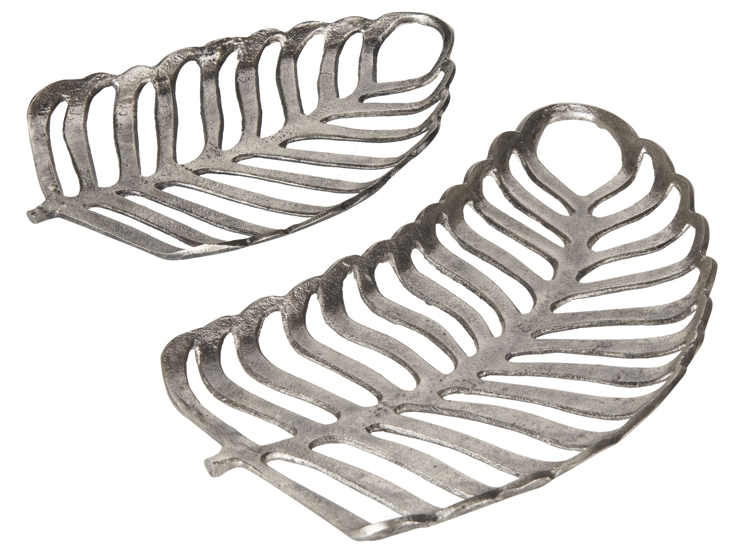 Trinket Dish Set Monstera Leaf Silver
