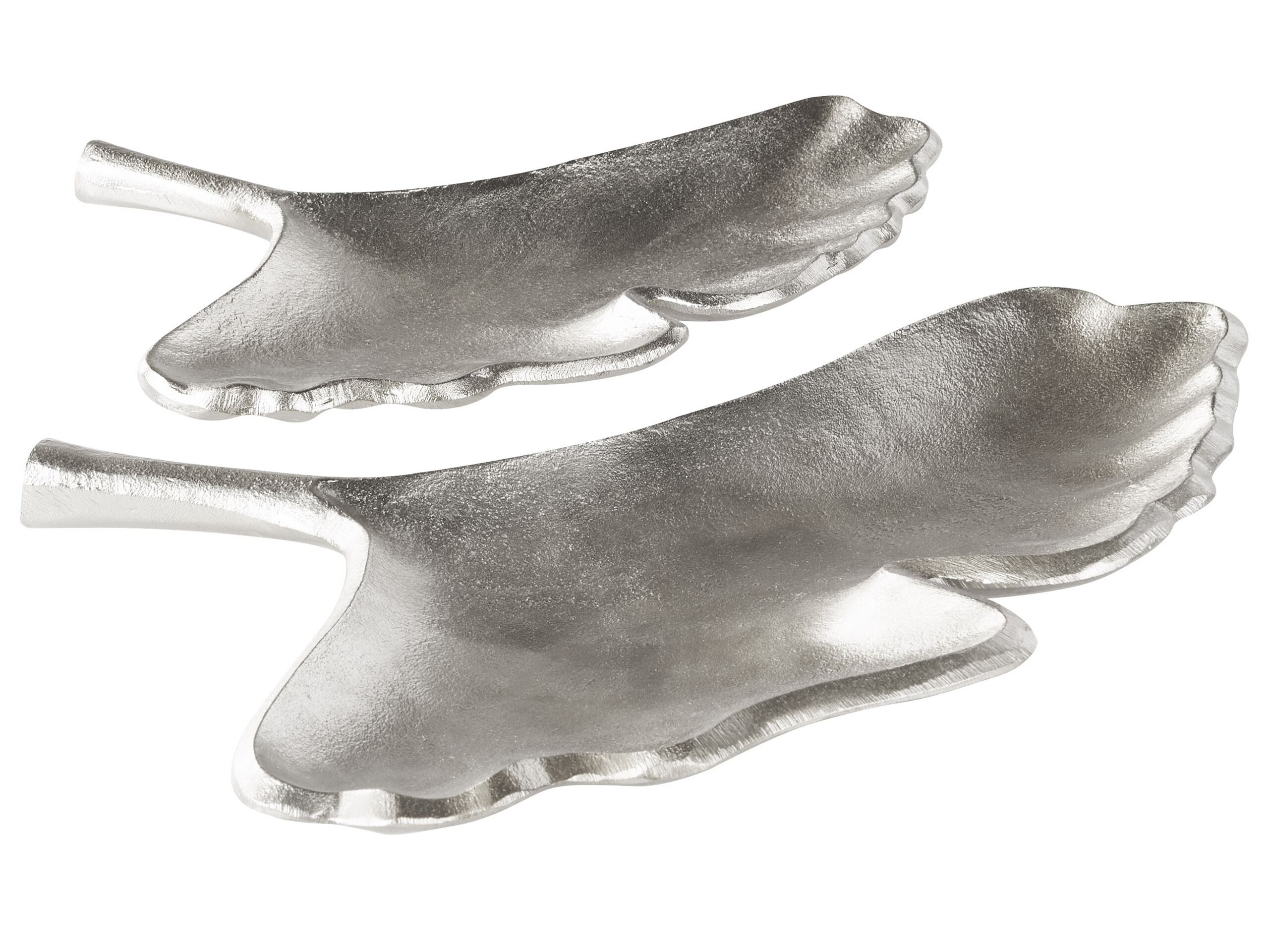 Trinket Dish Set Ginkgo Leaf Silver