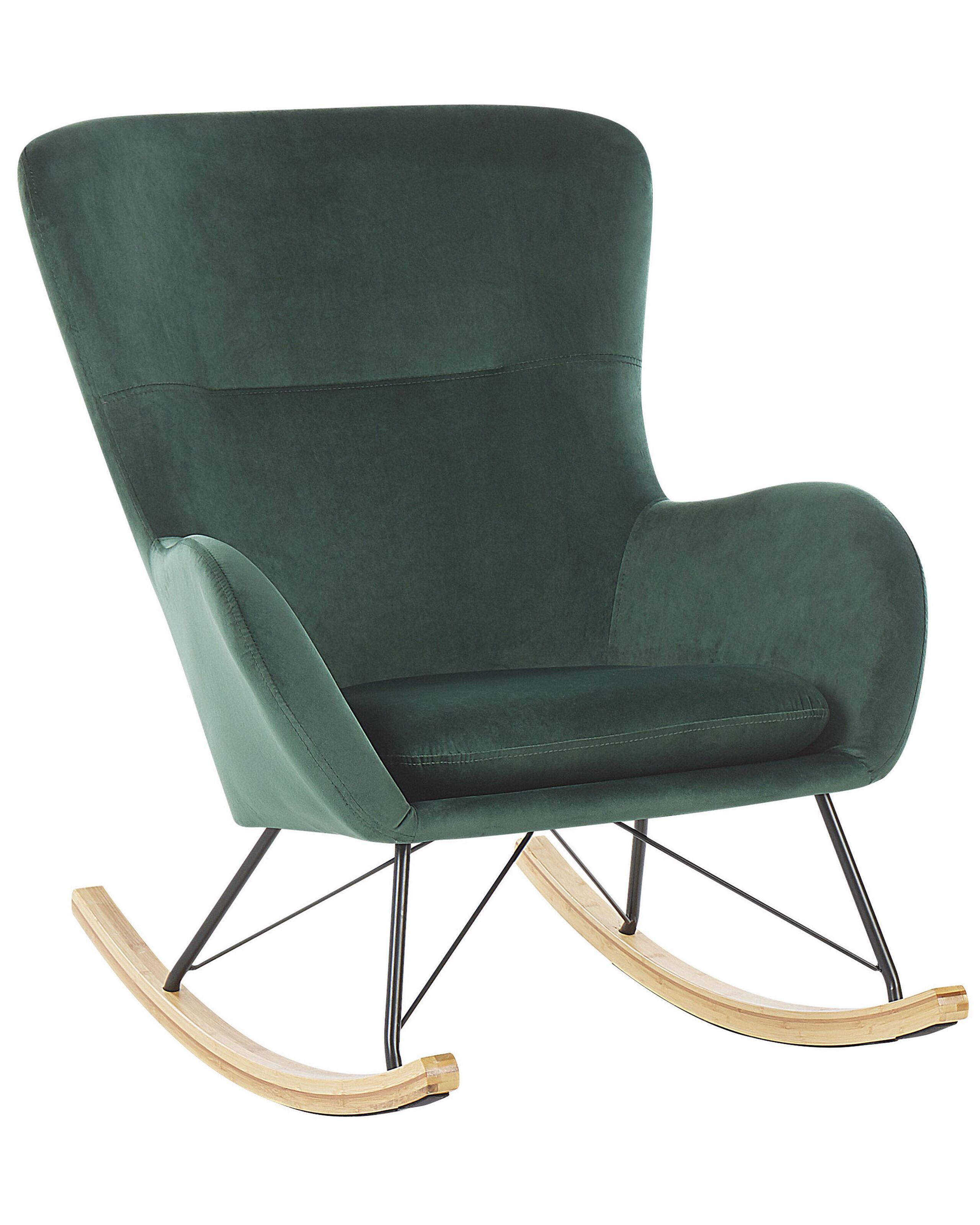 Velvet Rocking Chair Dark Green ELLAN