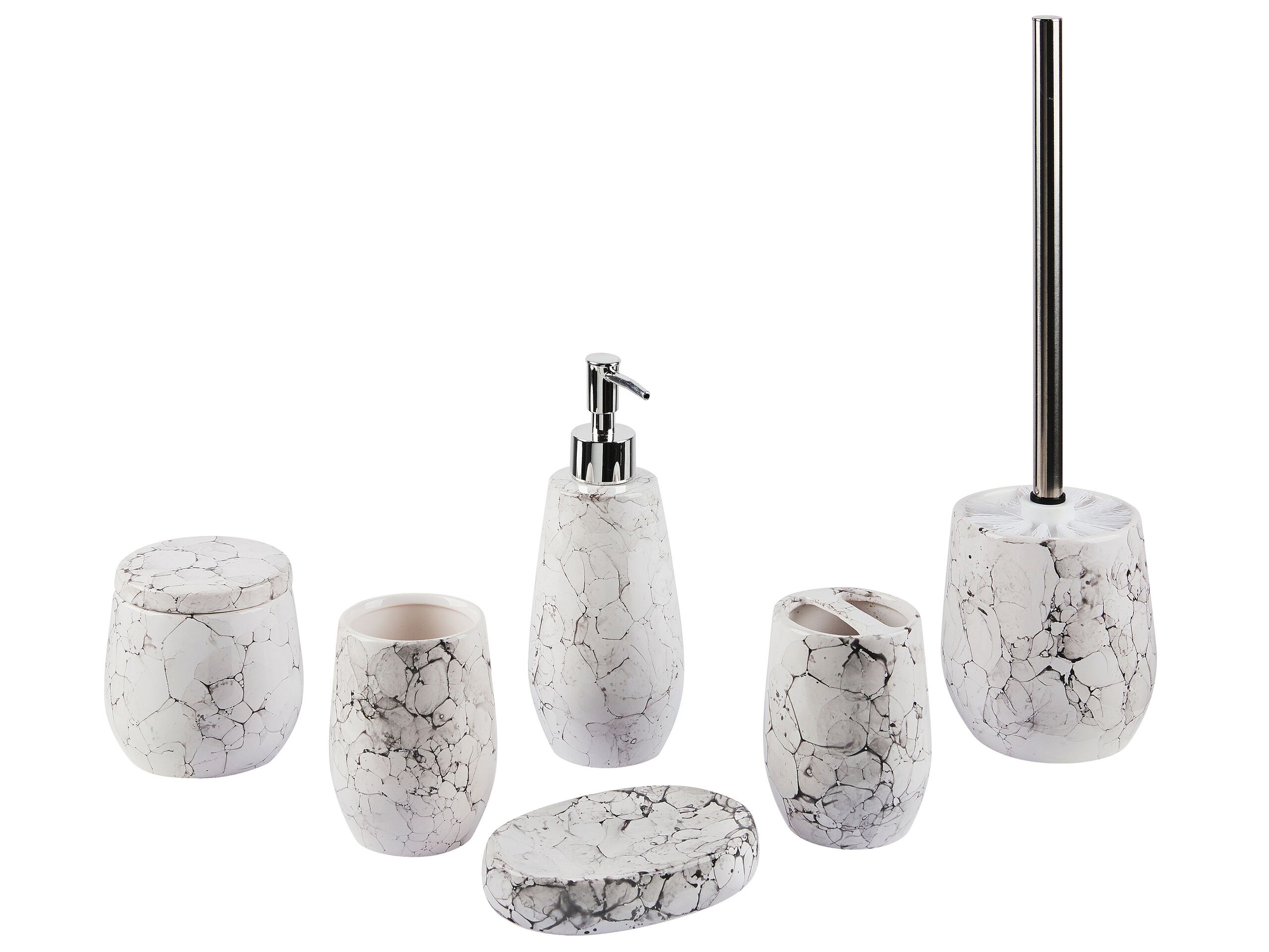 Ceramic 6-Piece Bathroom Accessories Set White CALLELA