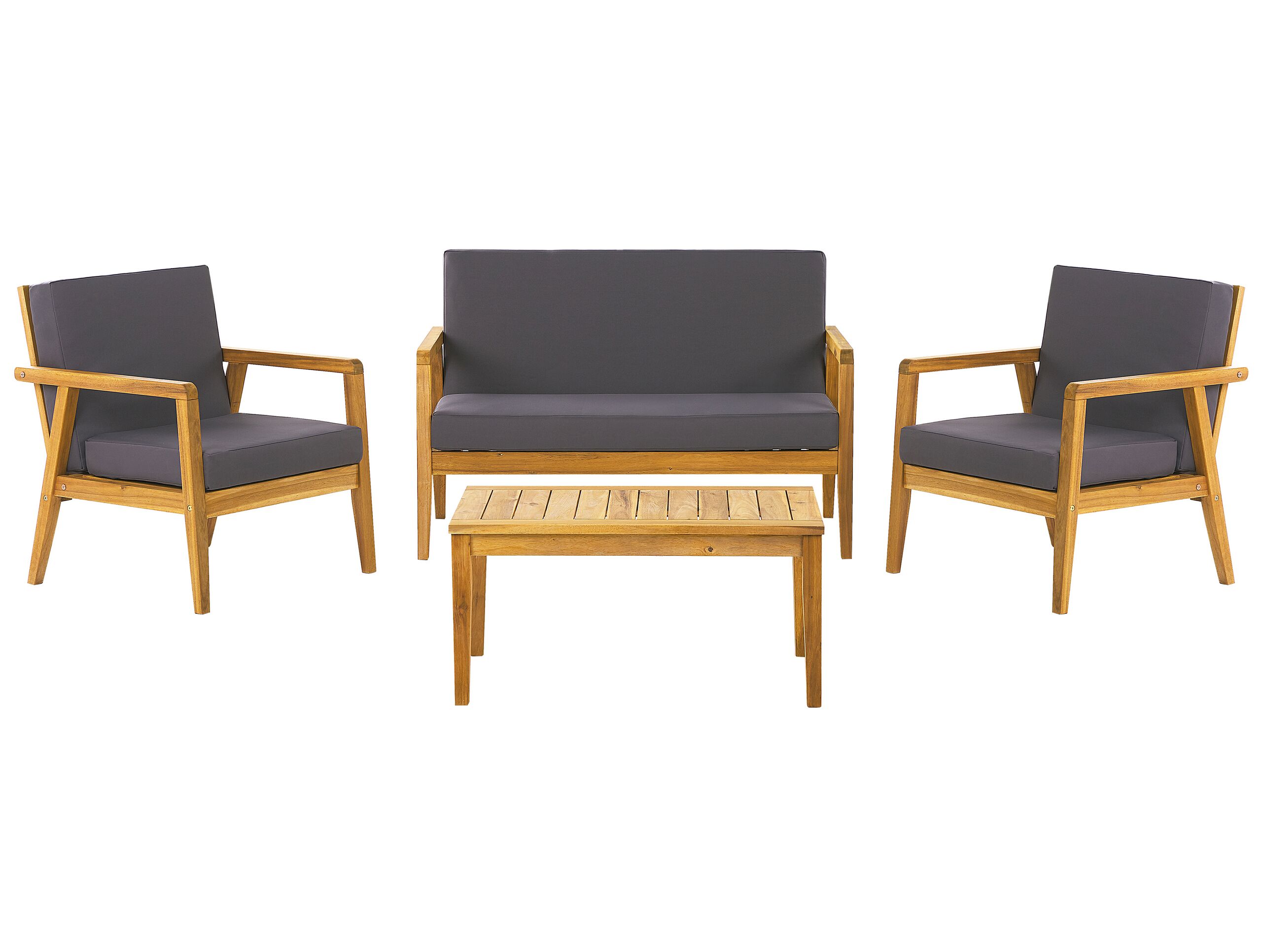 4 Seater Acacia Wood Garden Sofa Set Dark Grey PALLANO