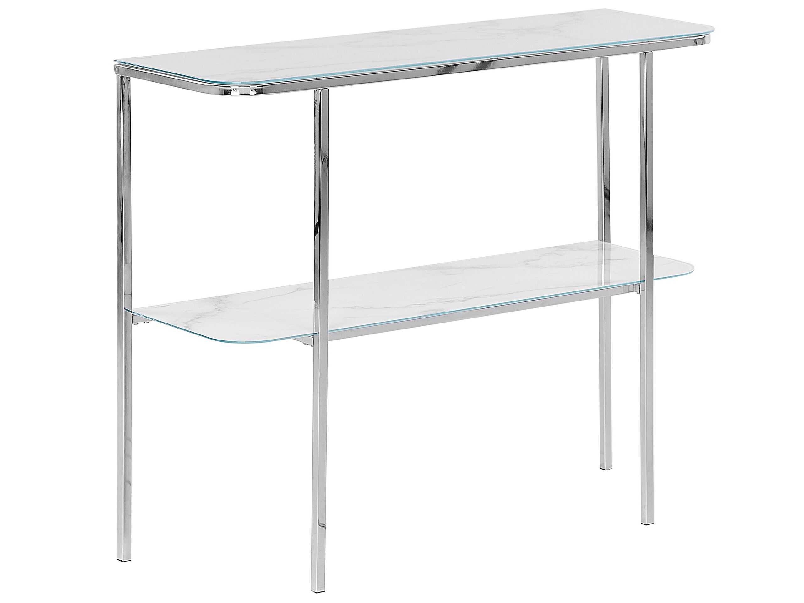Glass Top Console Table Marble Effect White with Silver CALVERT