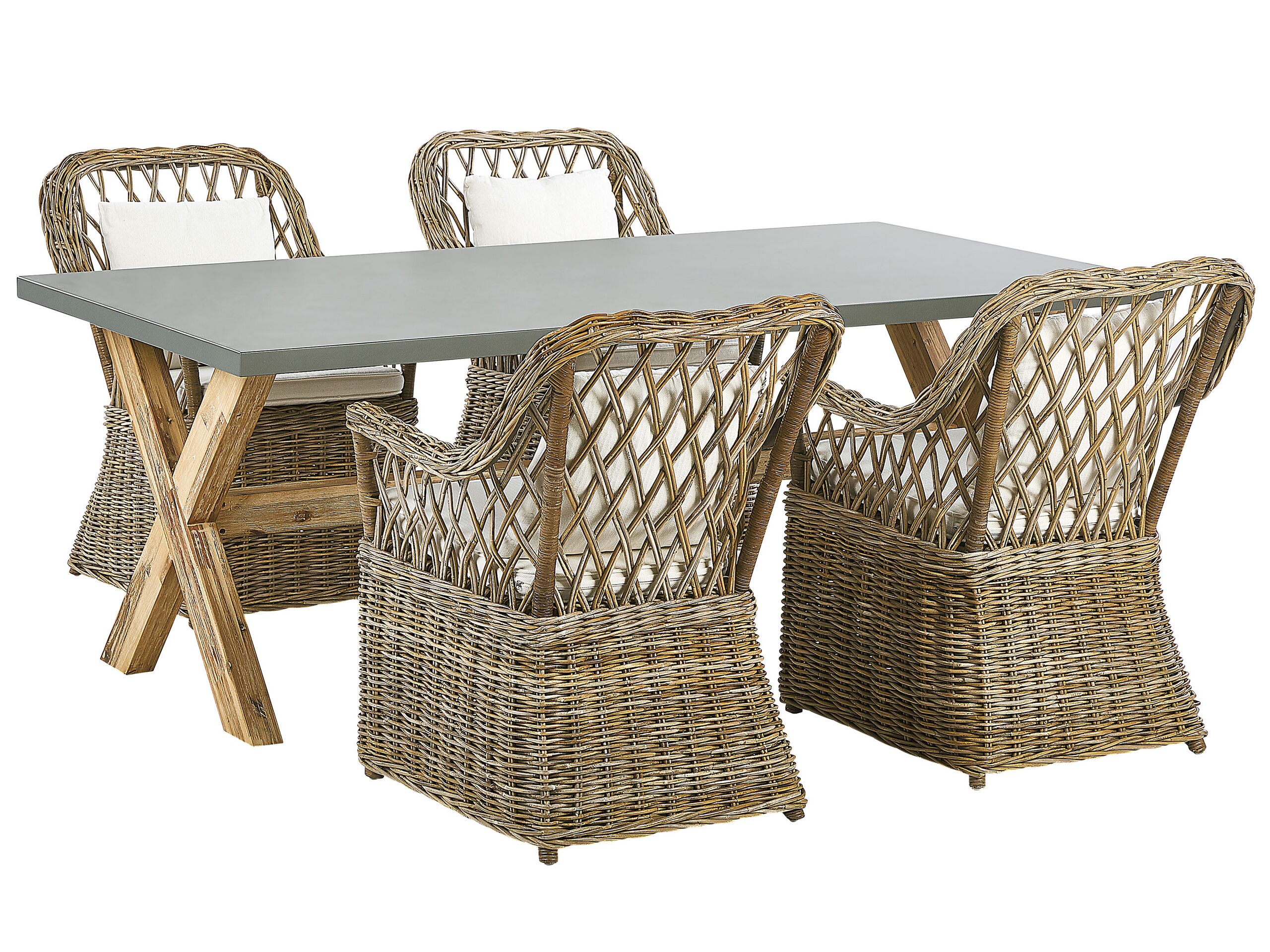 4 Seater Rattan Garden Dining Set Natural MAROS/OLBIA