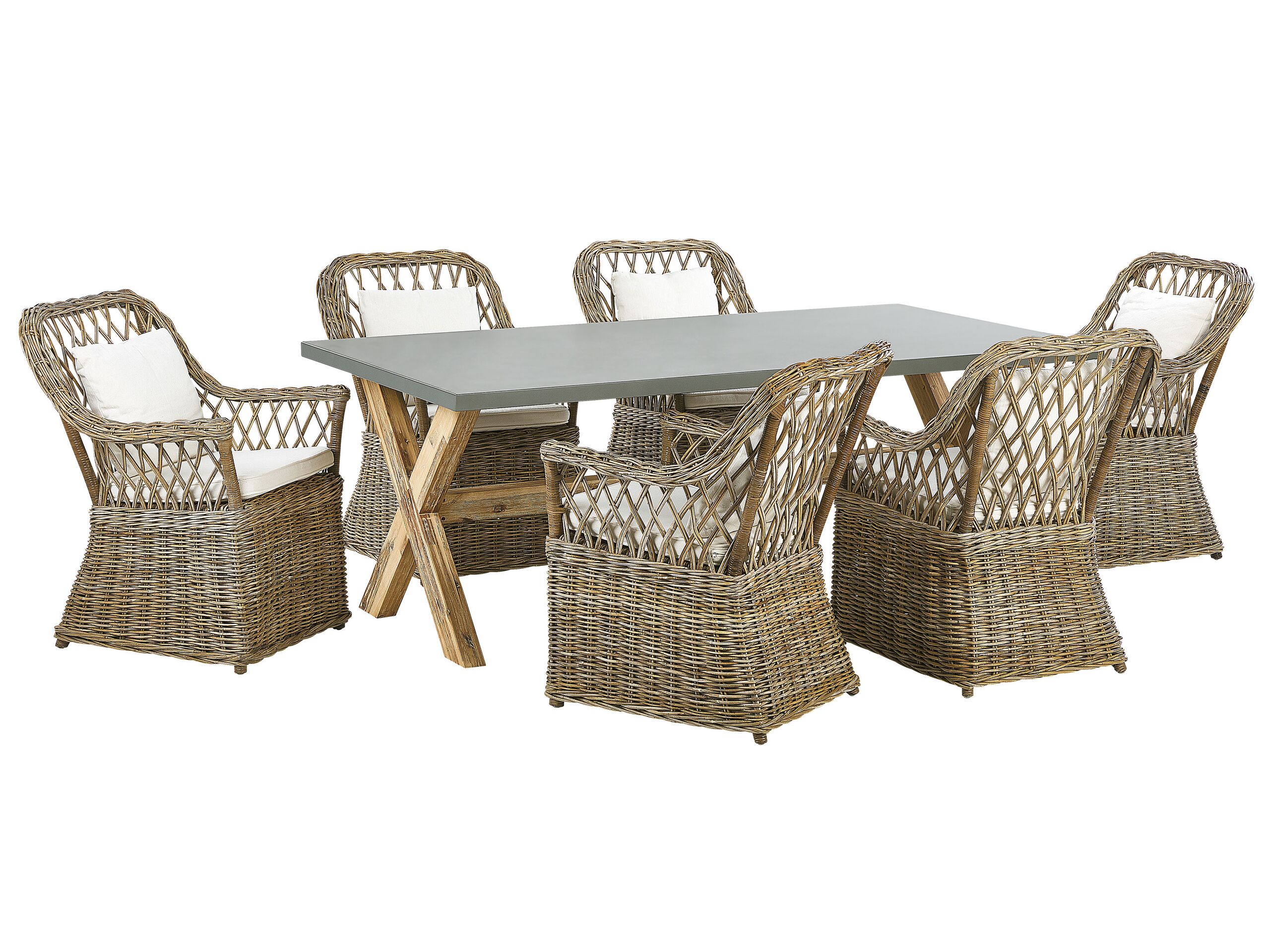 6 Seater Rattan Garden Dining Set Natural MAROS/OLBIA