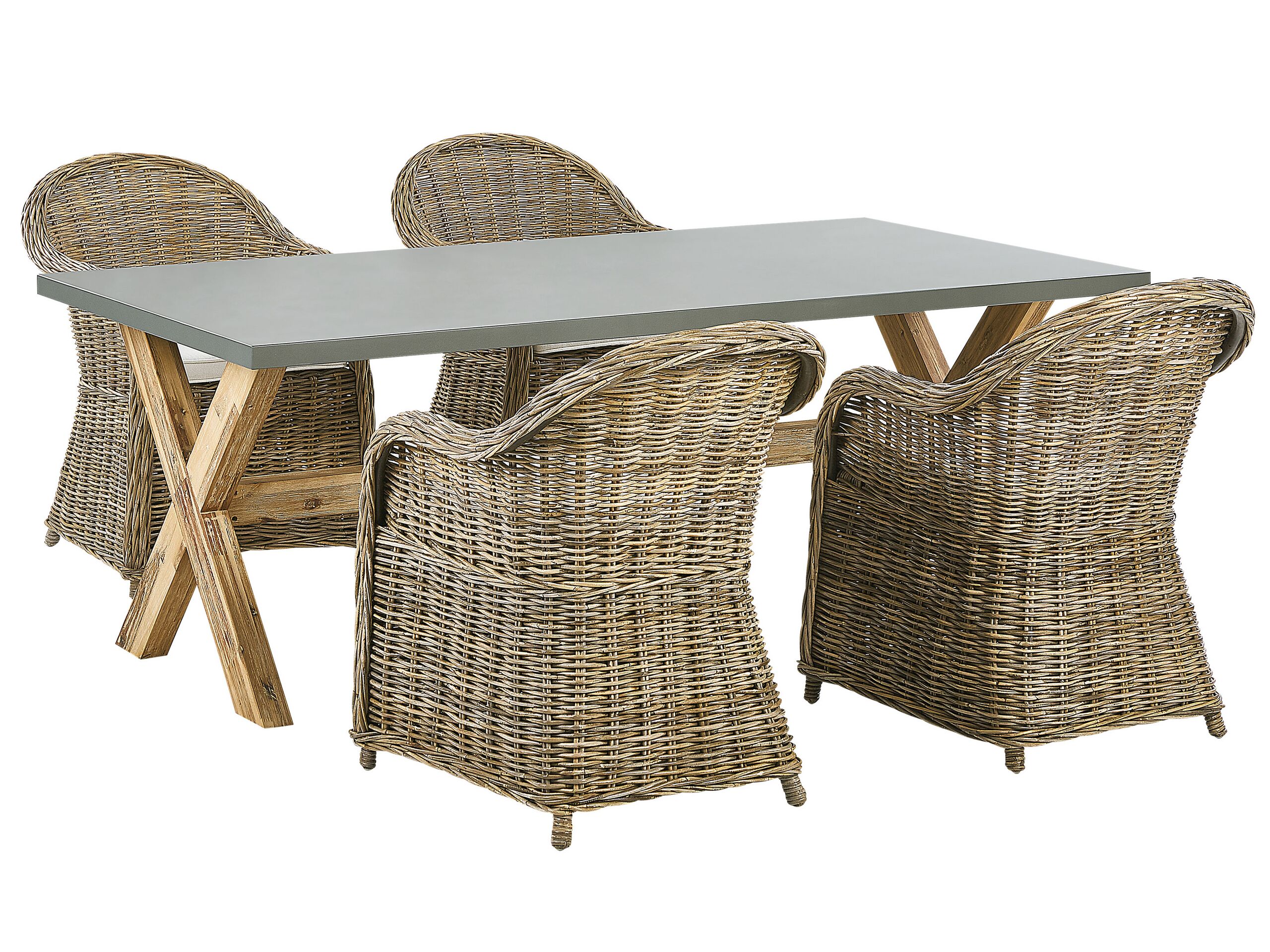 4 Seater Rattan Garden Dining Set Natural SUSUA/OLBIA