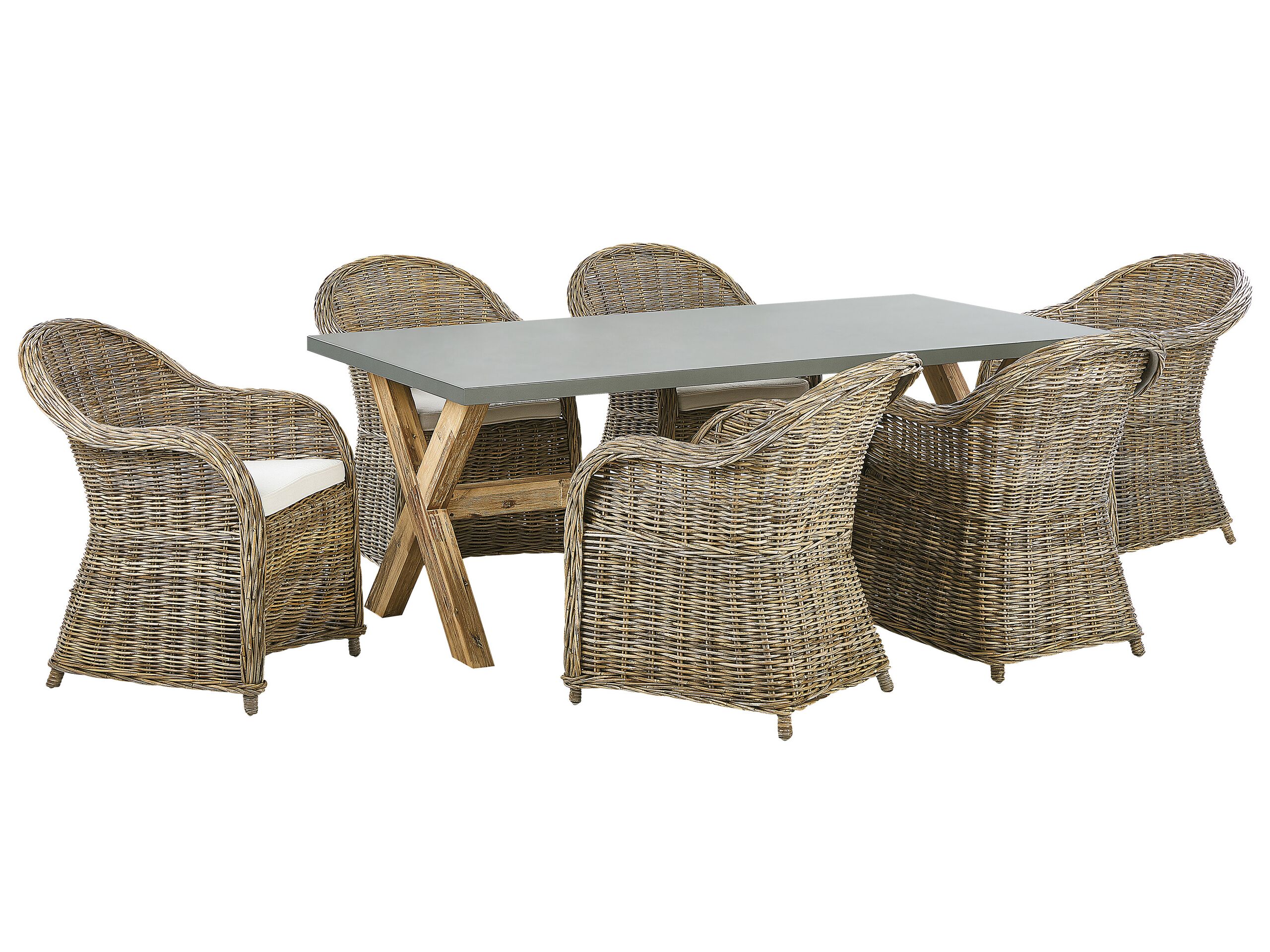 6 Seater Rattan Garden Dining Set Natural SUSUA/OLBIA