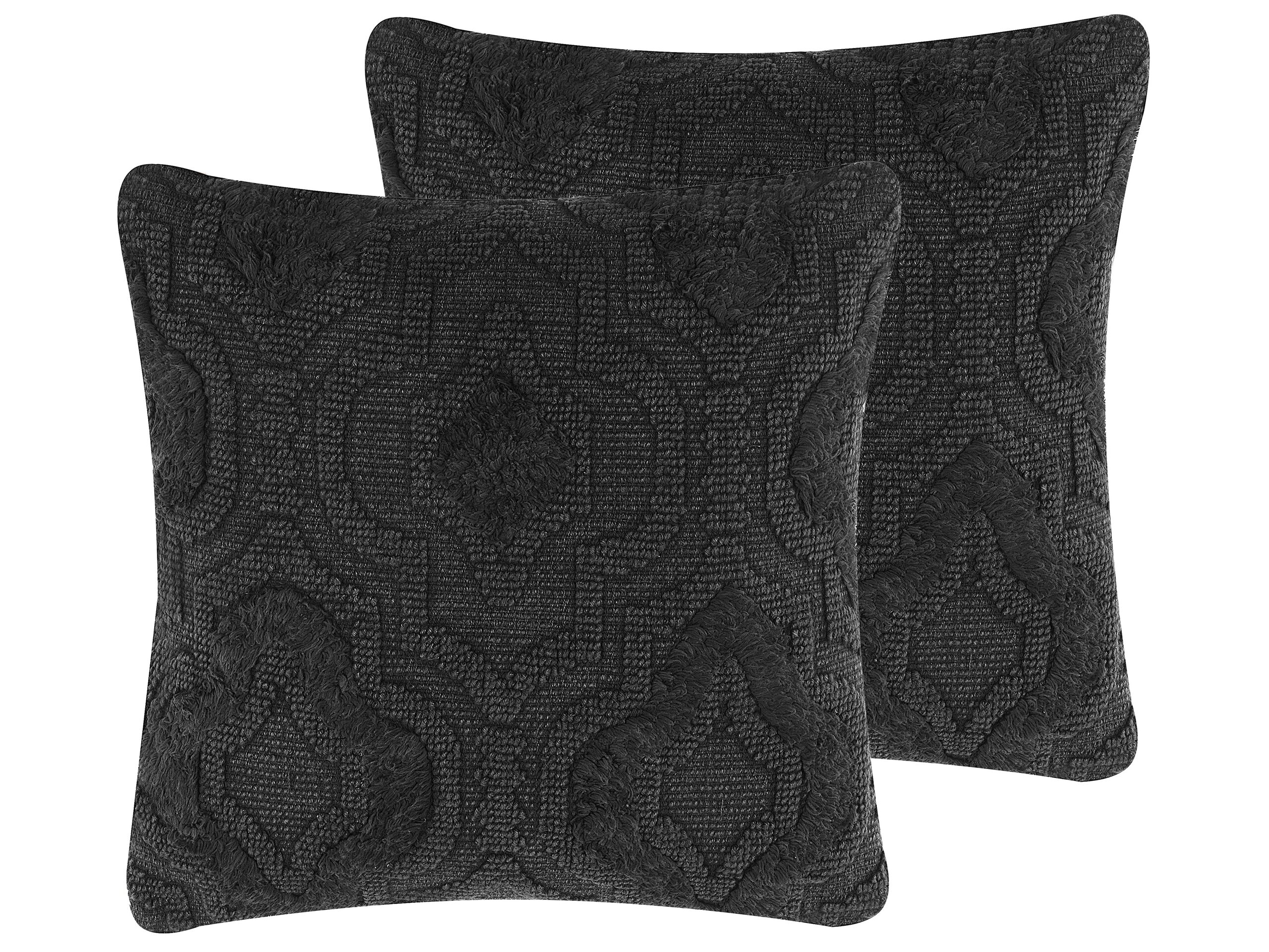 Set of 2 Cotton Embossed Cushions 45x45cm Grey