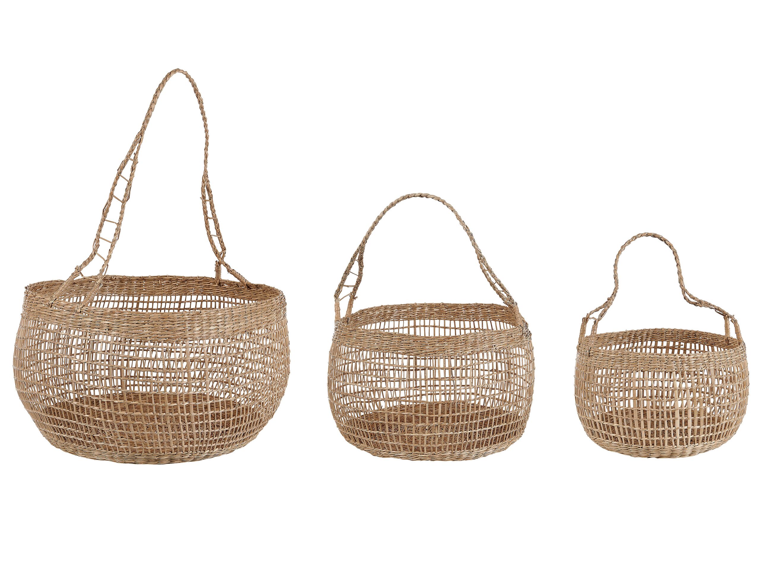Set of 3 Seagrass Baskets Natural