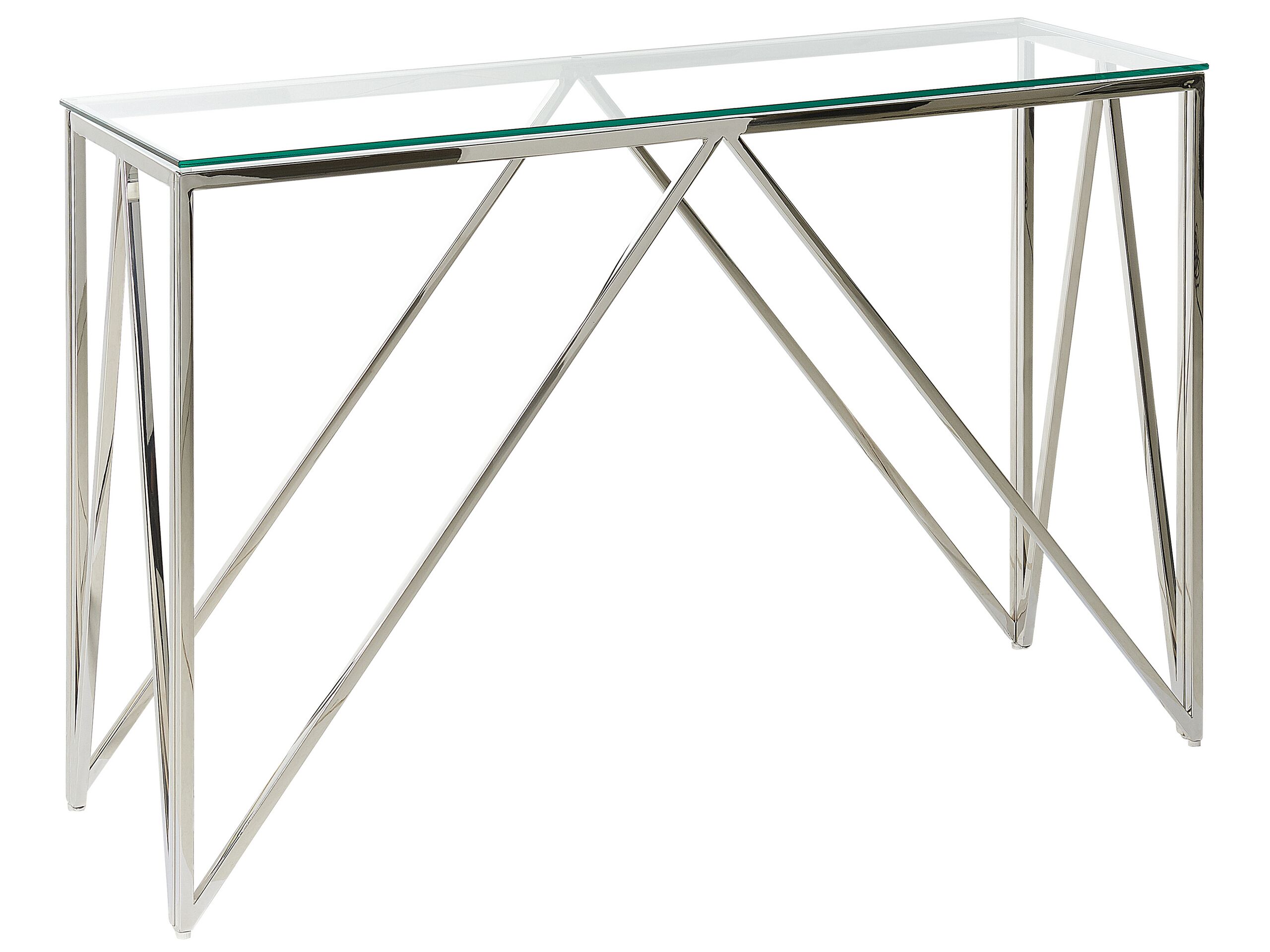 Glass Top Console Table Silver WESO