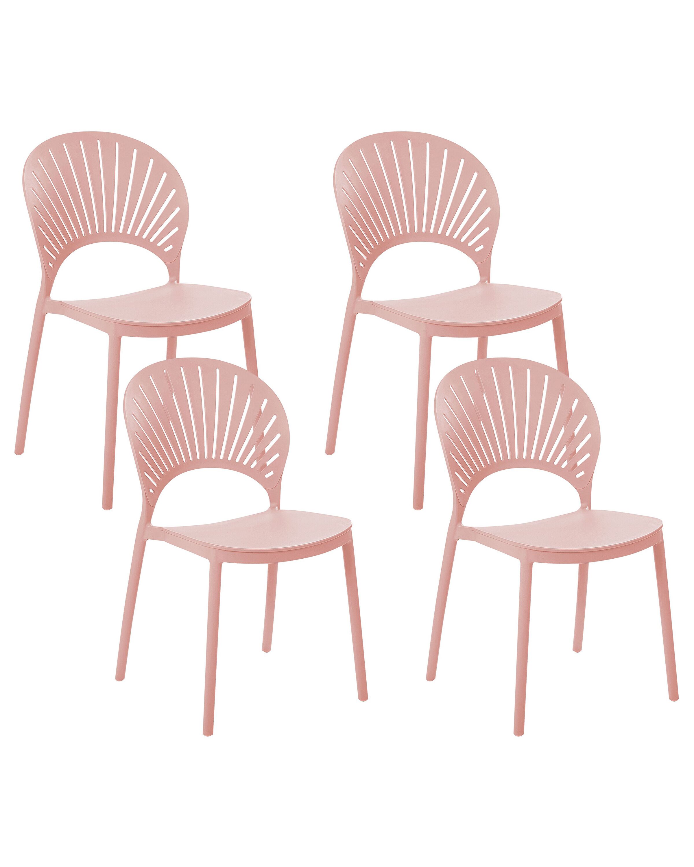 Set of 4 Plastic Dining Chairs Pink OSTIA