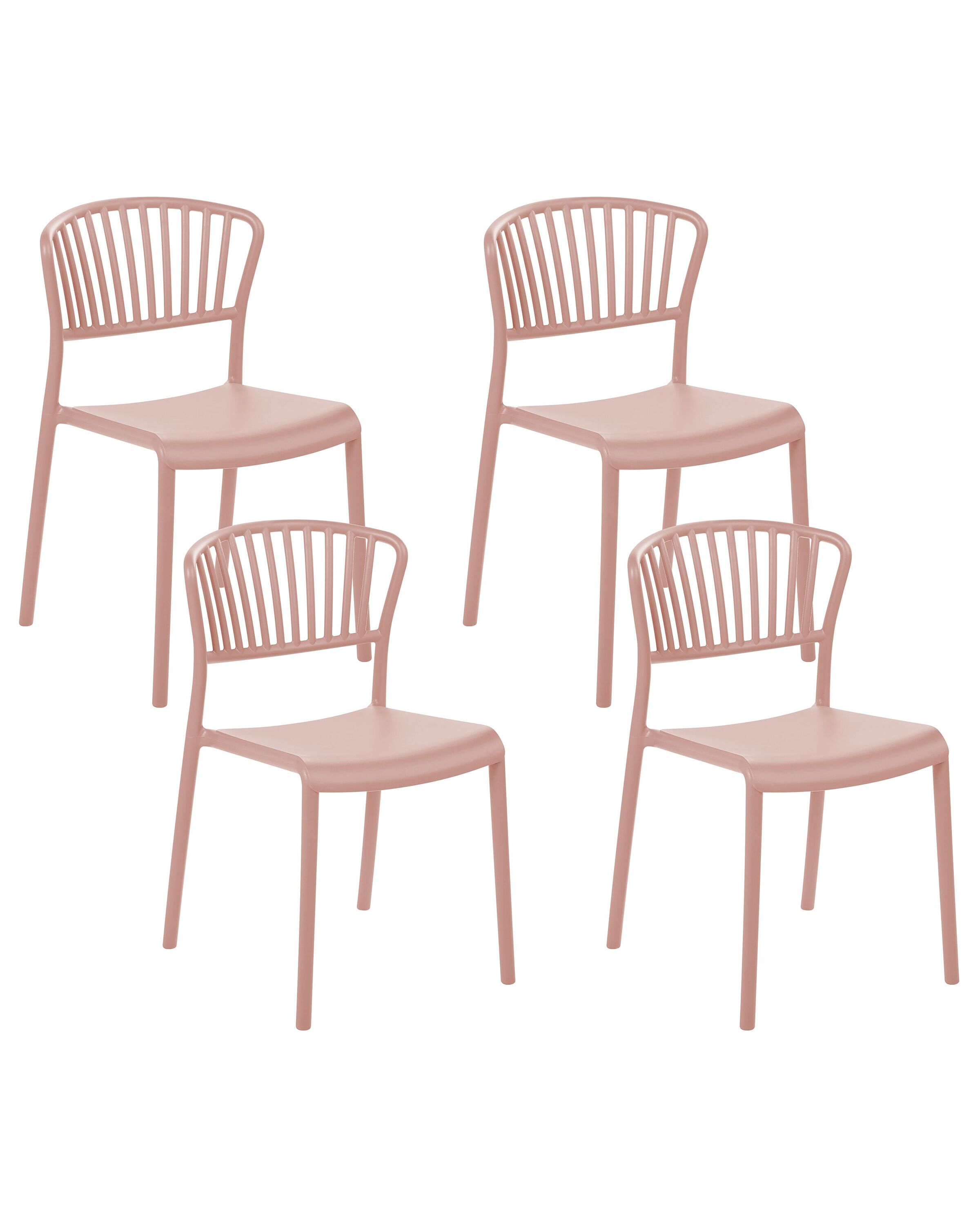 Set of 4 Plastic Dining Chairs Pink GELA