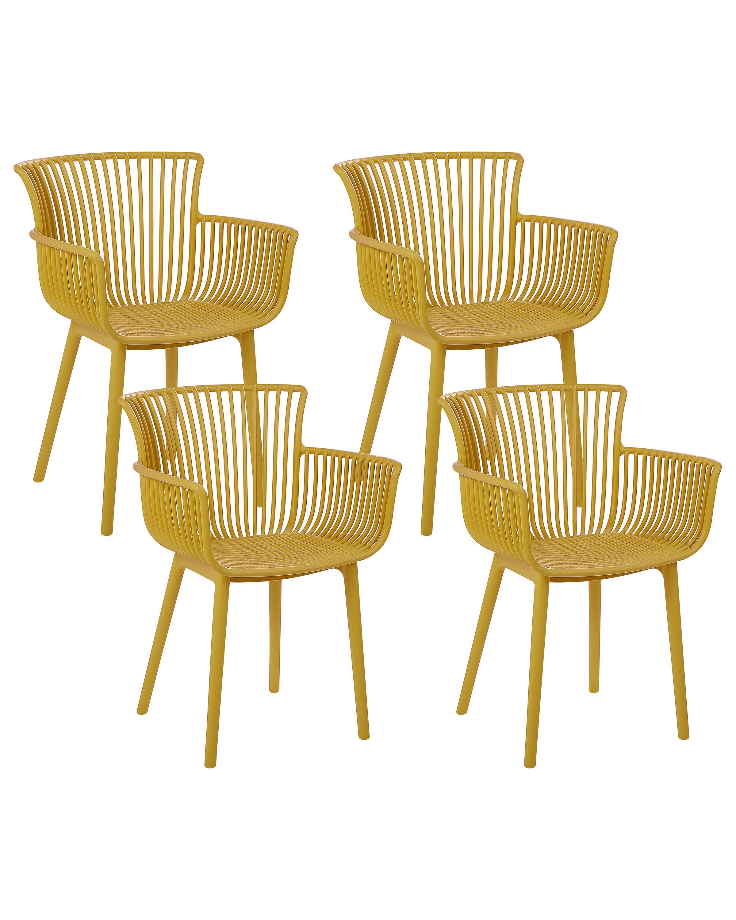 Set of 4 Plastic Dining Chairs Yellow PESARO