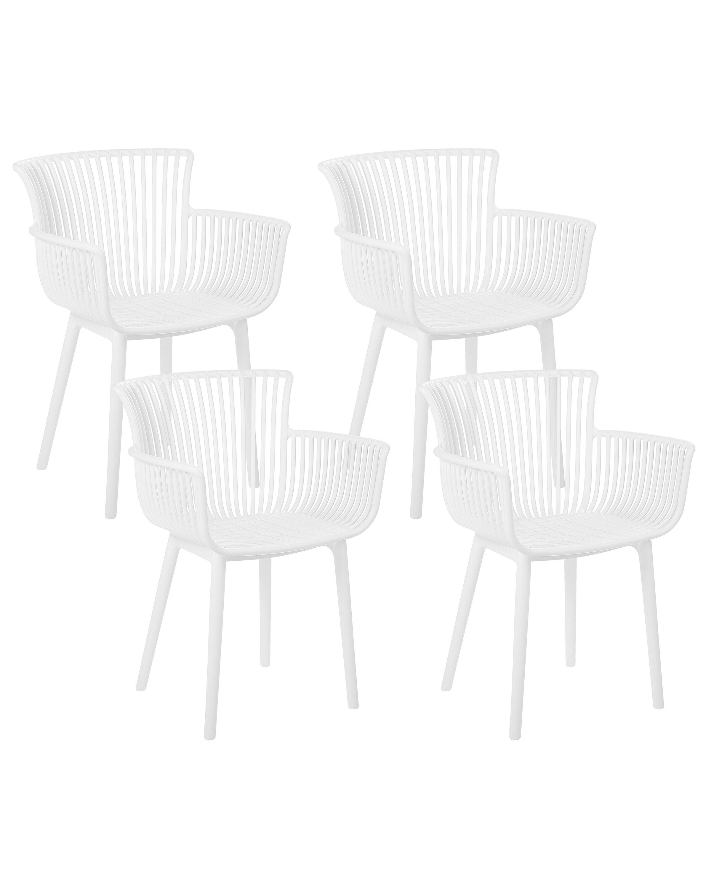 Set of 4 Plastic Dining Chairs White PESARO