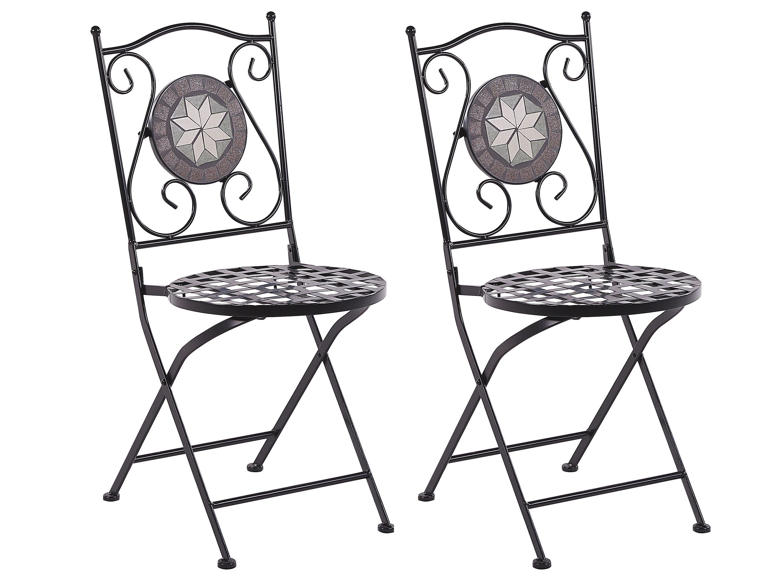 Set of 2 Metal Garden Chairs Black CARIATI