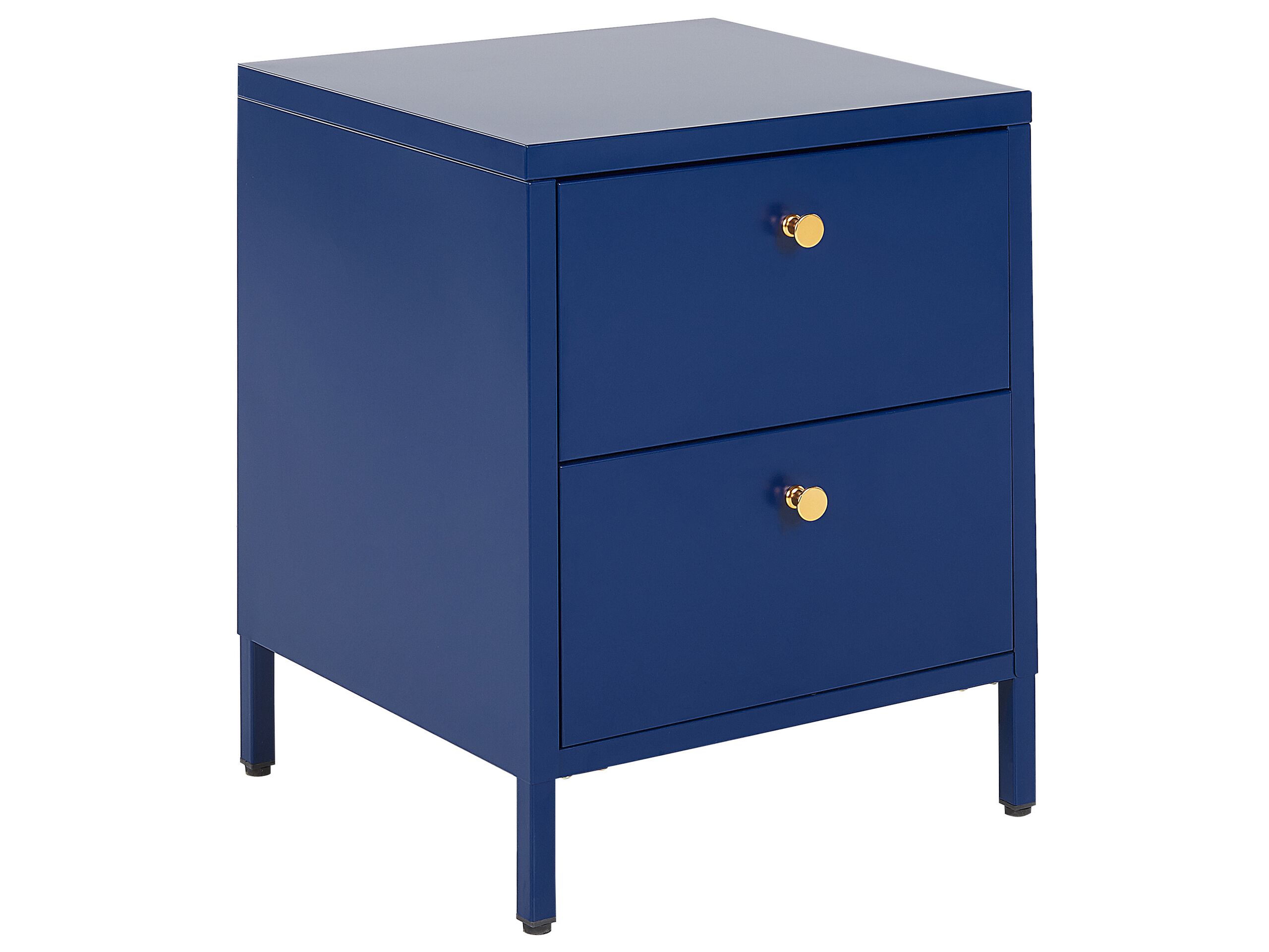 Bedside Table - CREWE 2 Drawer Nightstand Blue and Gold 43cm