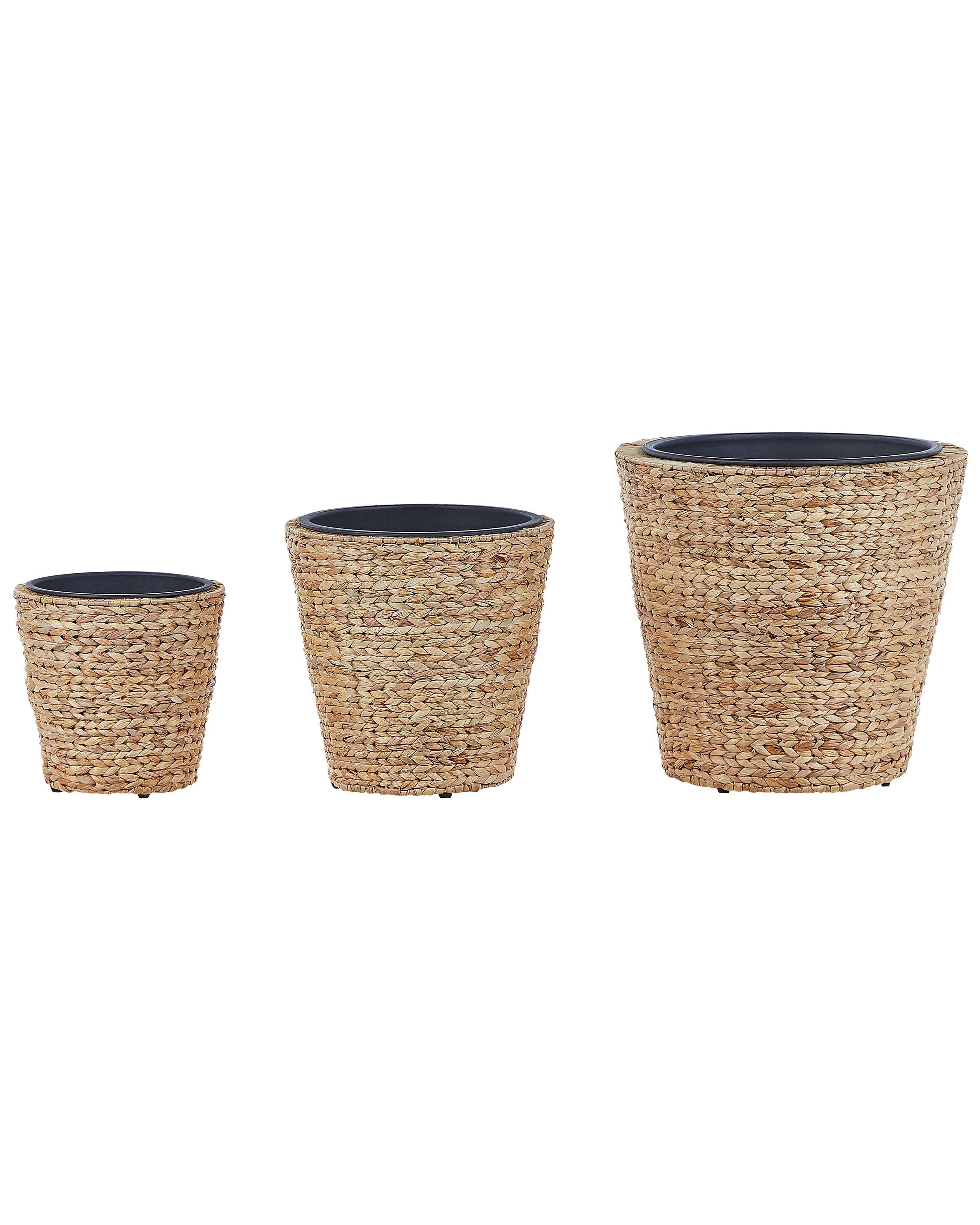 Set of 3 Water Hyacinth Plant Pots Natural PLAKA