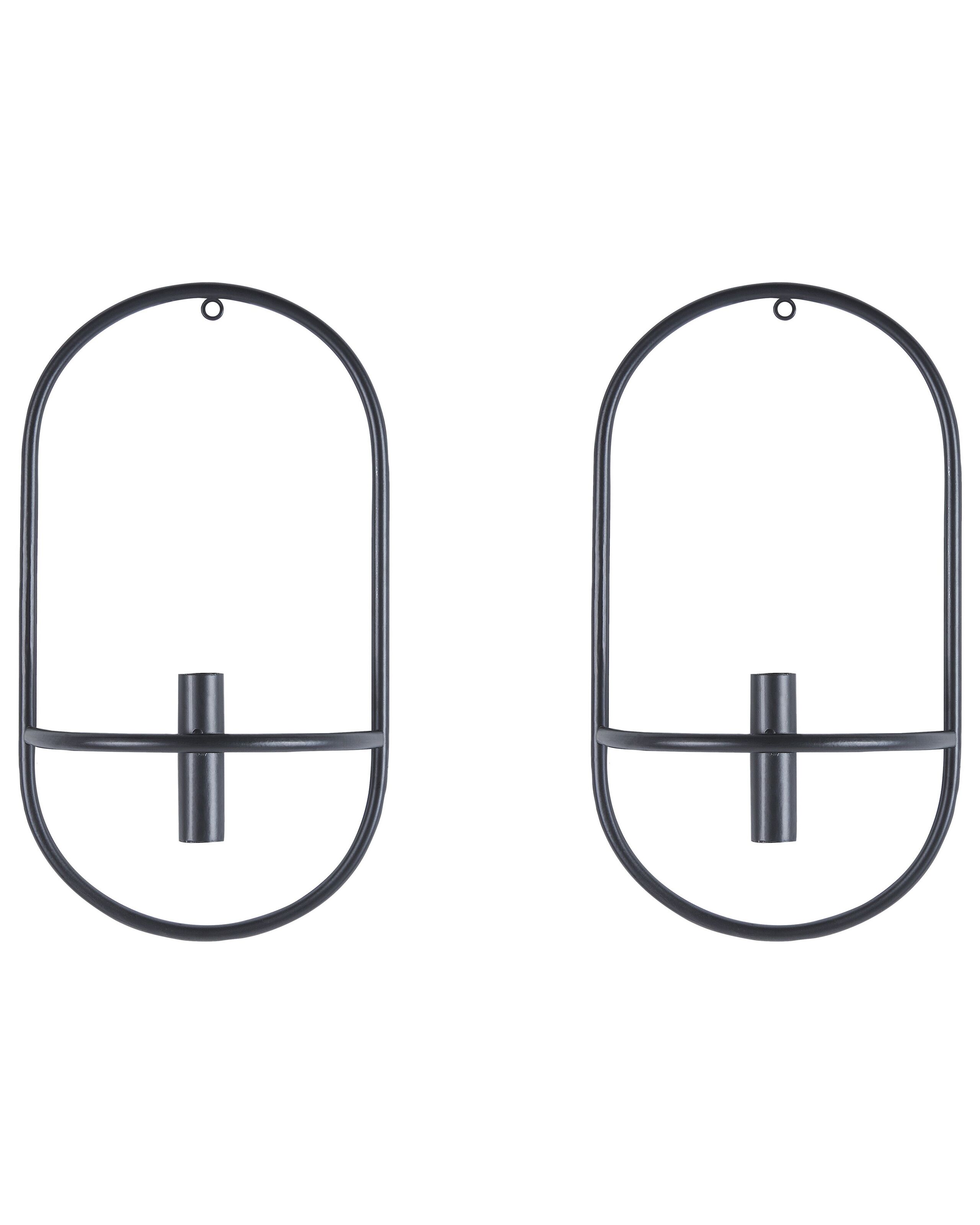 Set of 2 Metal Wall Candle Holders Black
