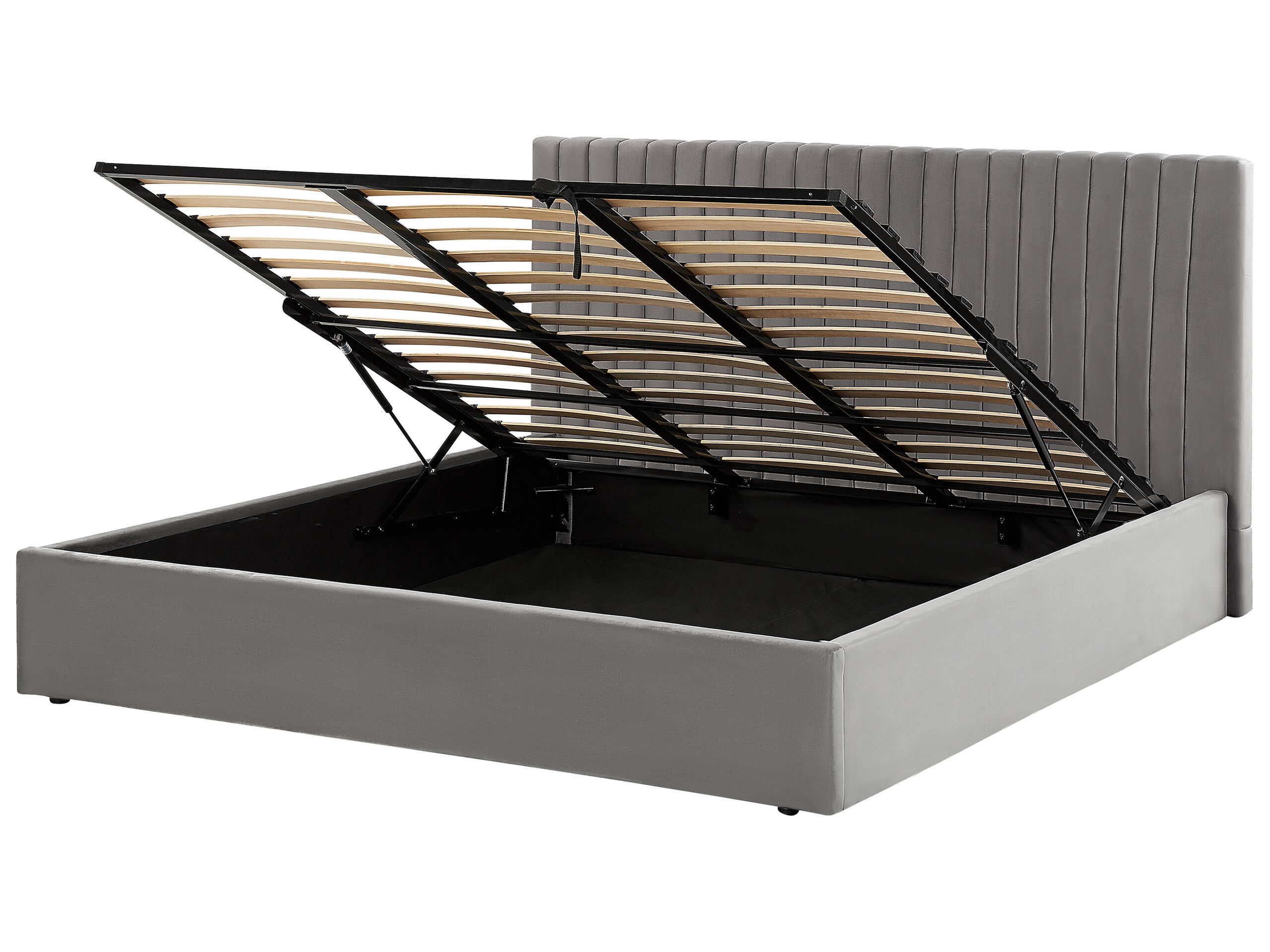 Velvet EU Super King Size Ottoman Bed Grey VION