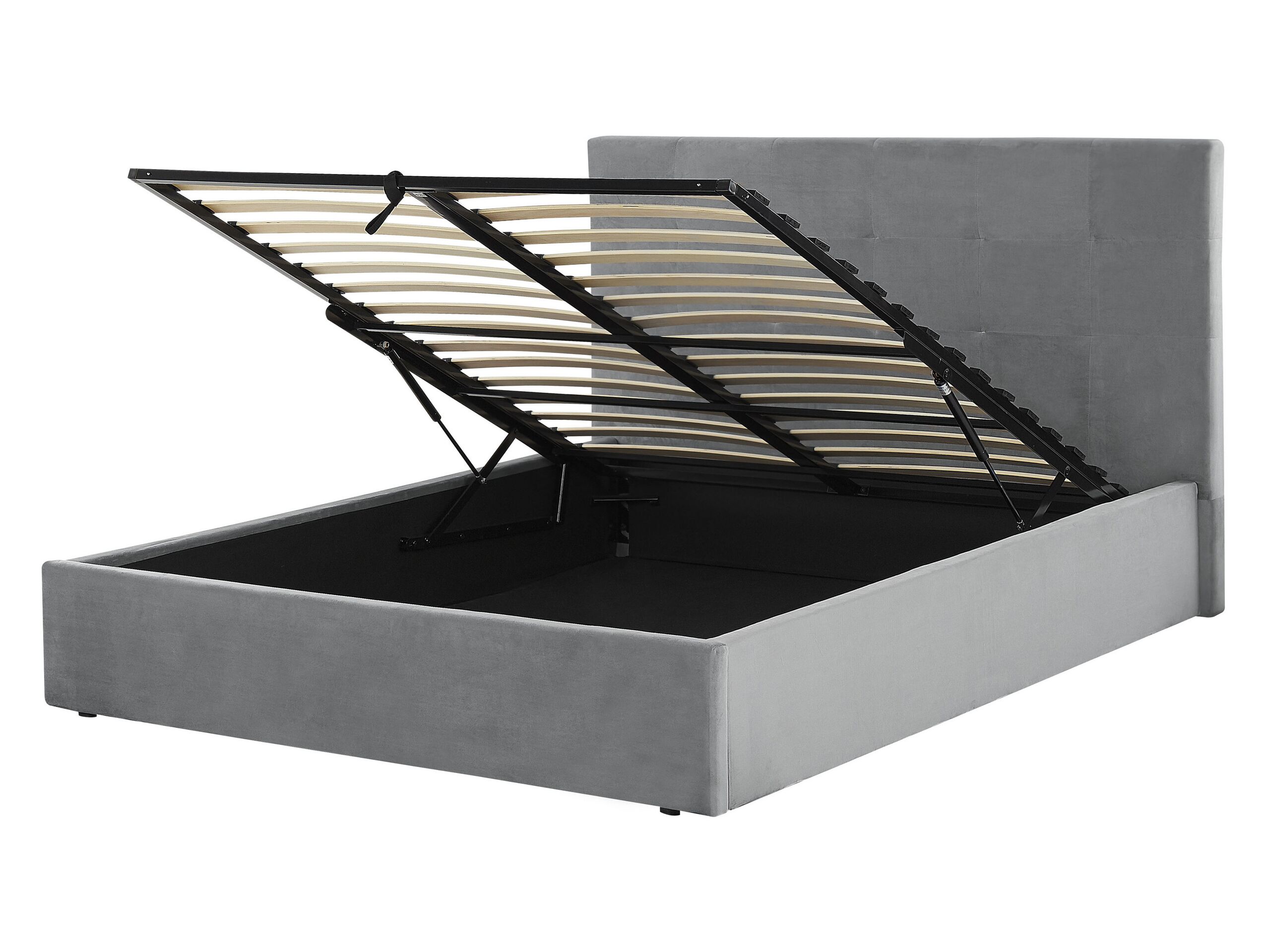 Velvet EU Double Size Ottoman Bed Grey LORIENT
