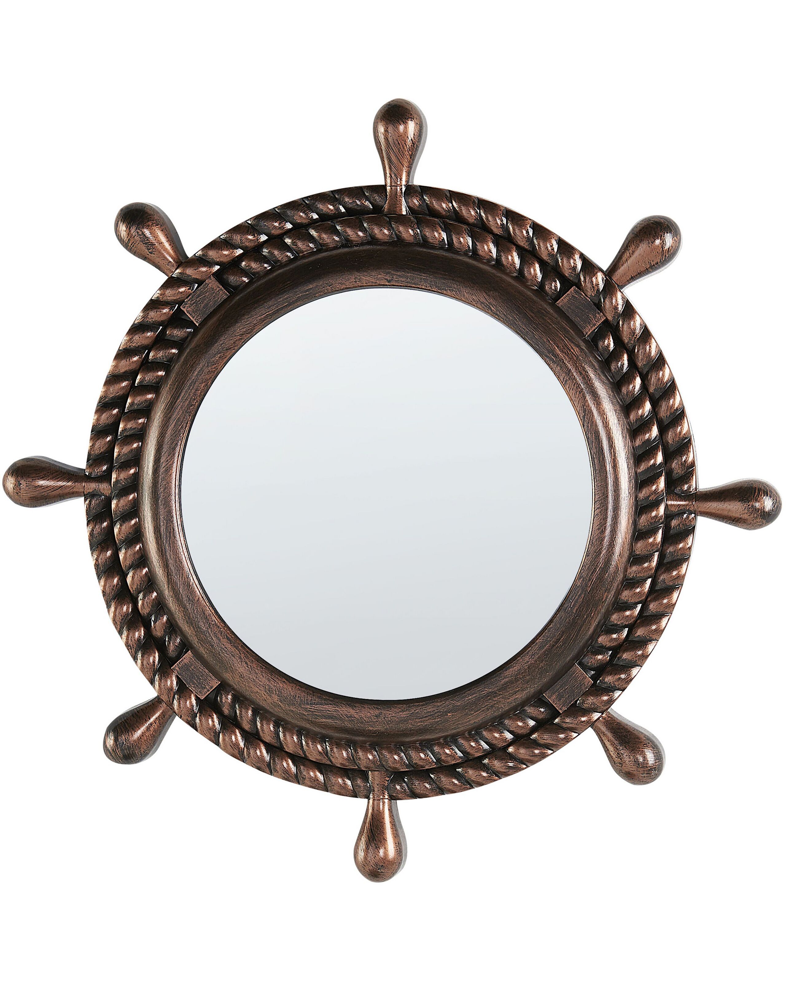 Round Wall Mirror 46cm Dark Brown